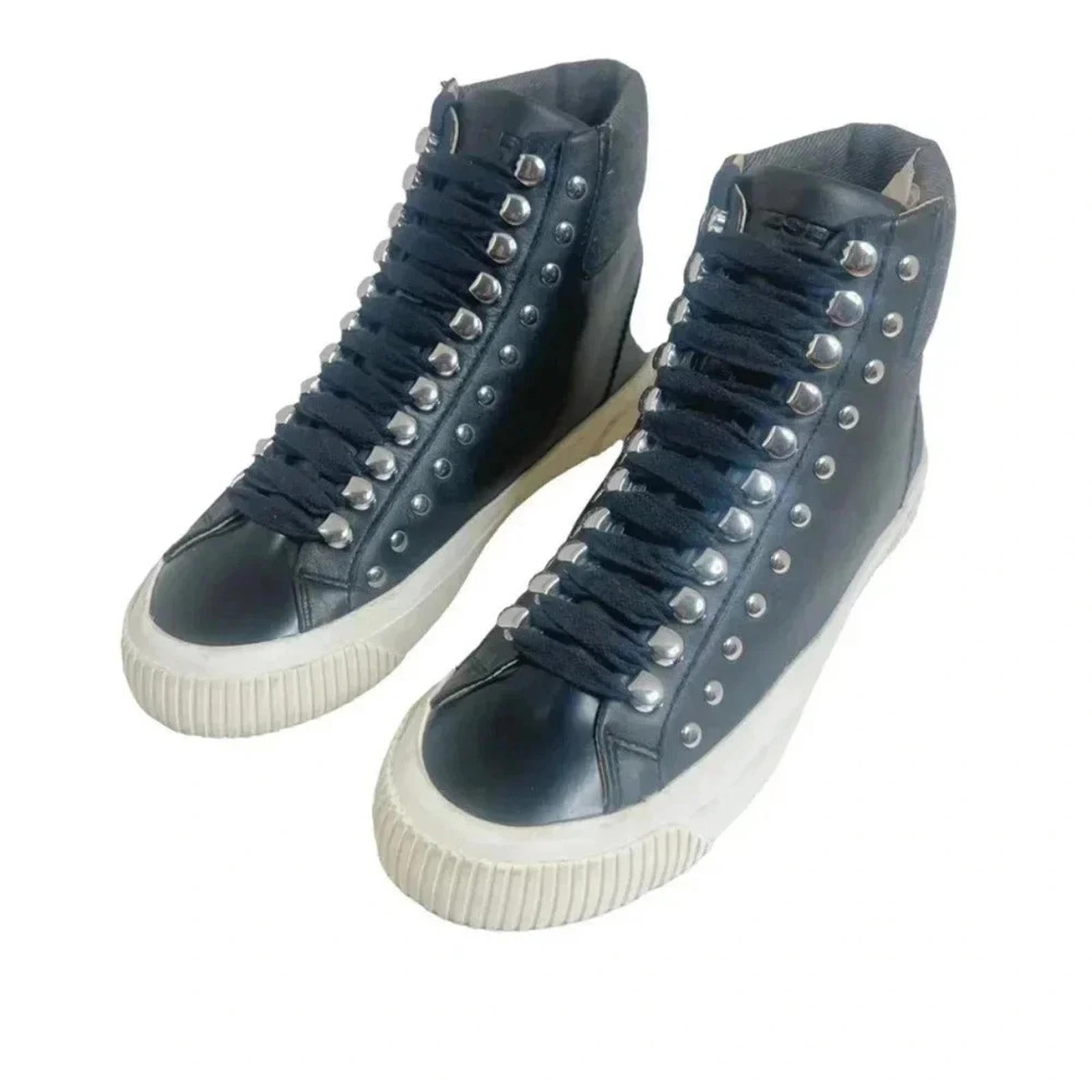Diesel S-Mustave Womens Black Leather High Top Lace Up Sneaker Size 7.5