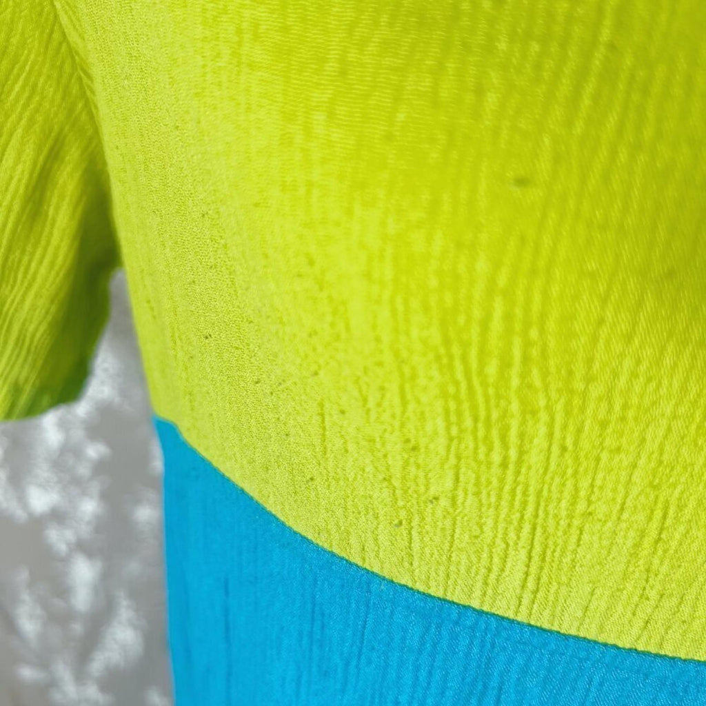 Diane Von Furstenburg Blue Green Color Block Maxi Dress Summer Beach Size M