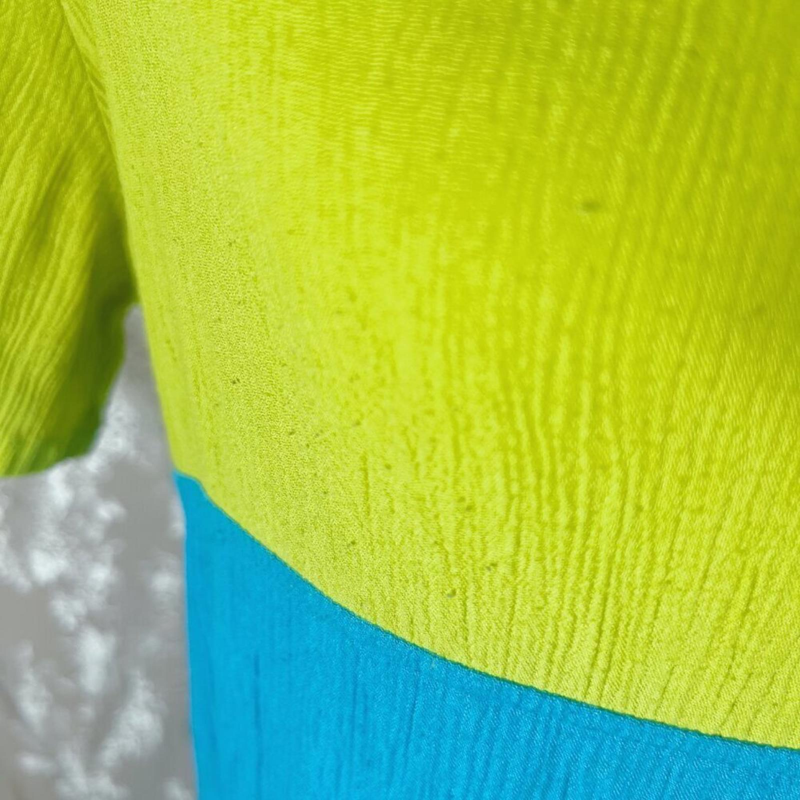 Diane Von Furstenburg Blue Green Color Block Maxi Dress Summer Beach Size M