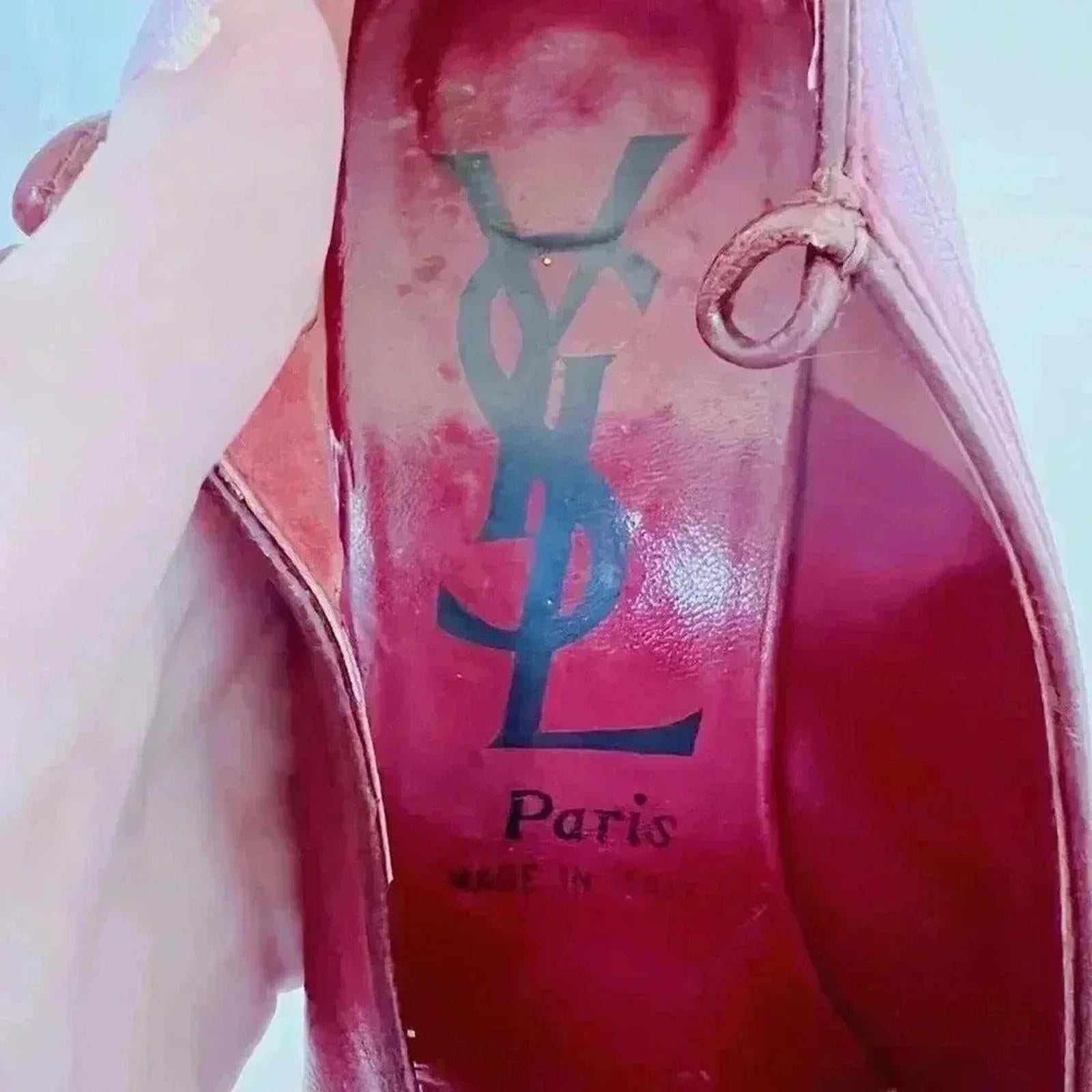 YSL Yves Saint Laurent Vintage Dark Red Leather Pumps Heels Pumps Size 8 US