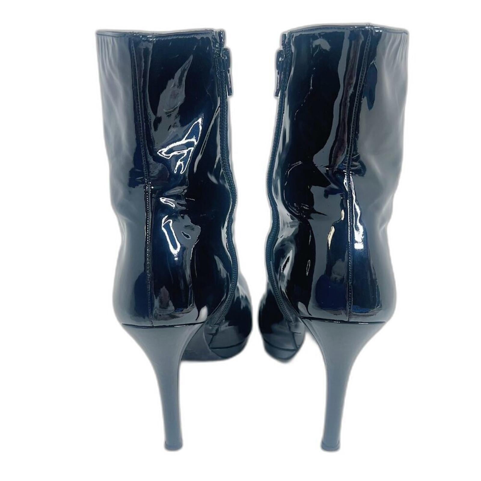 Stuart Weitzman Apollo Black Patent Leather Stiletto Boot Heeled Bootie Size 10