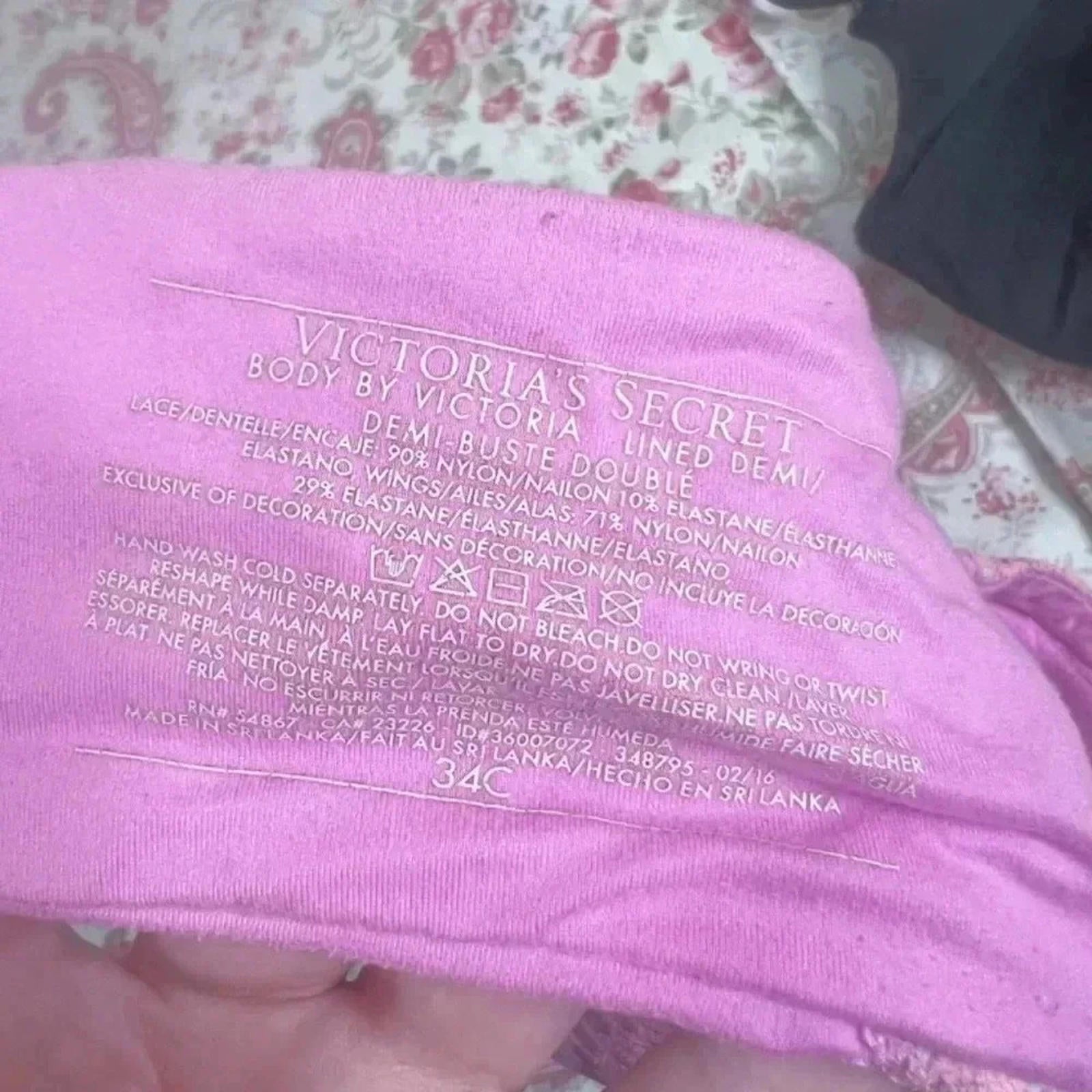 Victoria's Secret Body by Victoria Lined Demi Bra Pink and Orange Ombre 34C