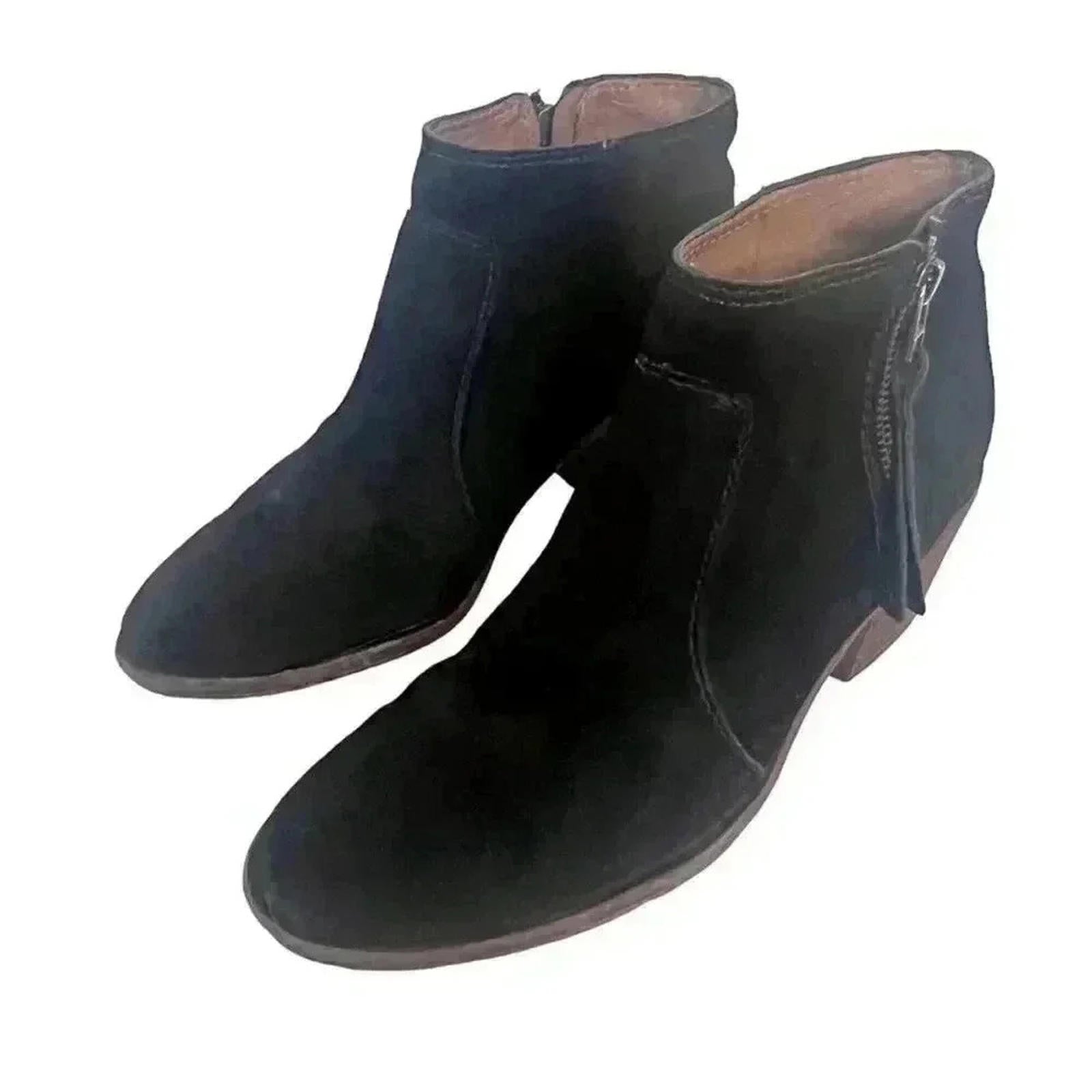 Madewell Black Suede Booties Ankle Boots Leather Women's Size 9.5