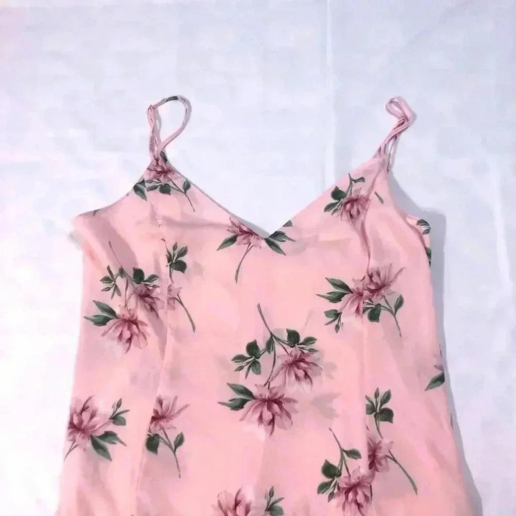 NWT Lush Pink Floral Maxi Dress Chiffon Girly Coquette Boho Chic Size M
