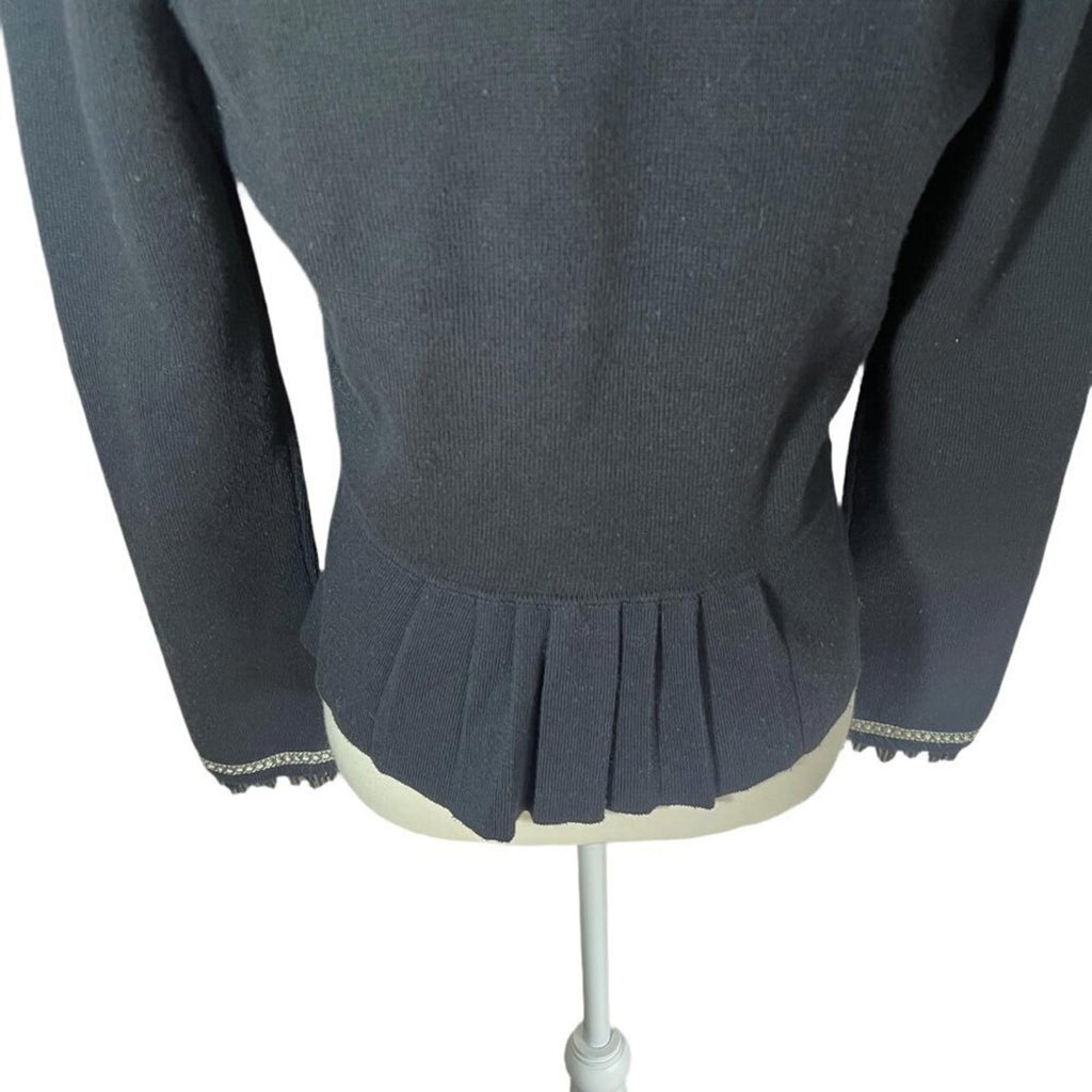 White House Black Market WHBM Black Ruffle Blazer Jacket Women's Size M