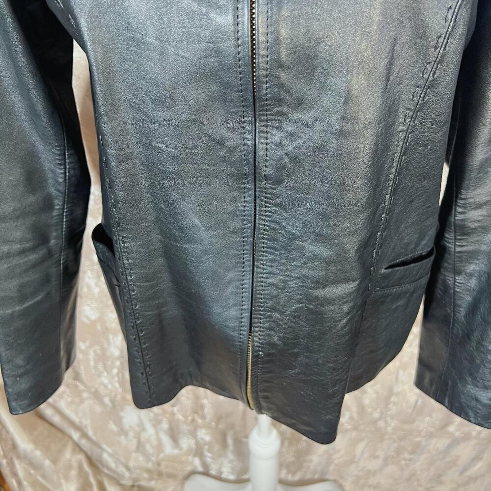 Vintage Argentinian Black Leather Jacket Stitching Details Women's Size XL