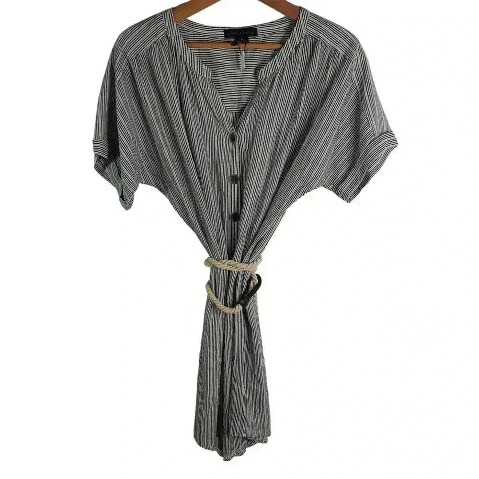 NWT Sanctuary Linen Striped Blue and White T Shirt Dress Tunic Nautical Size M
