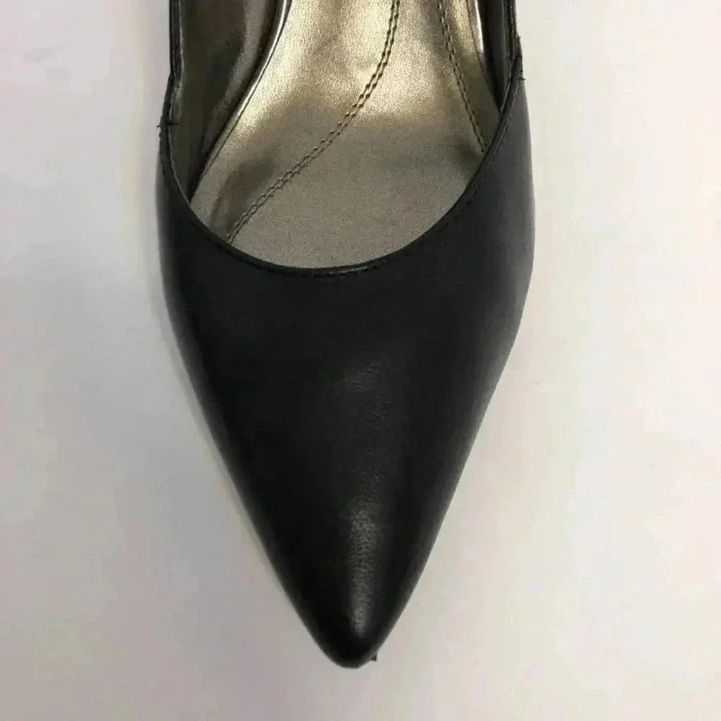 Tahari Carat Black Pointed Toe Stiletto Black Leather Heels Pumps Size 9.5