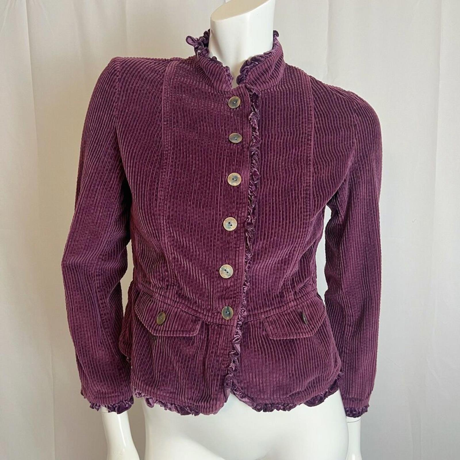 Vintage J. Jill Plum Purple Corduroy Jacket Whimsigoth Coquette Women's Size XS