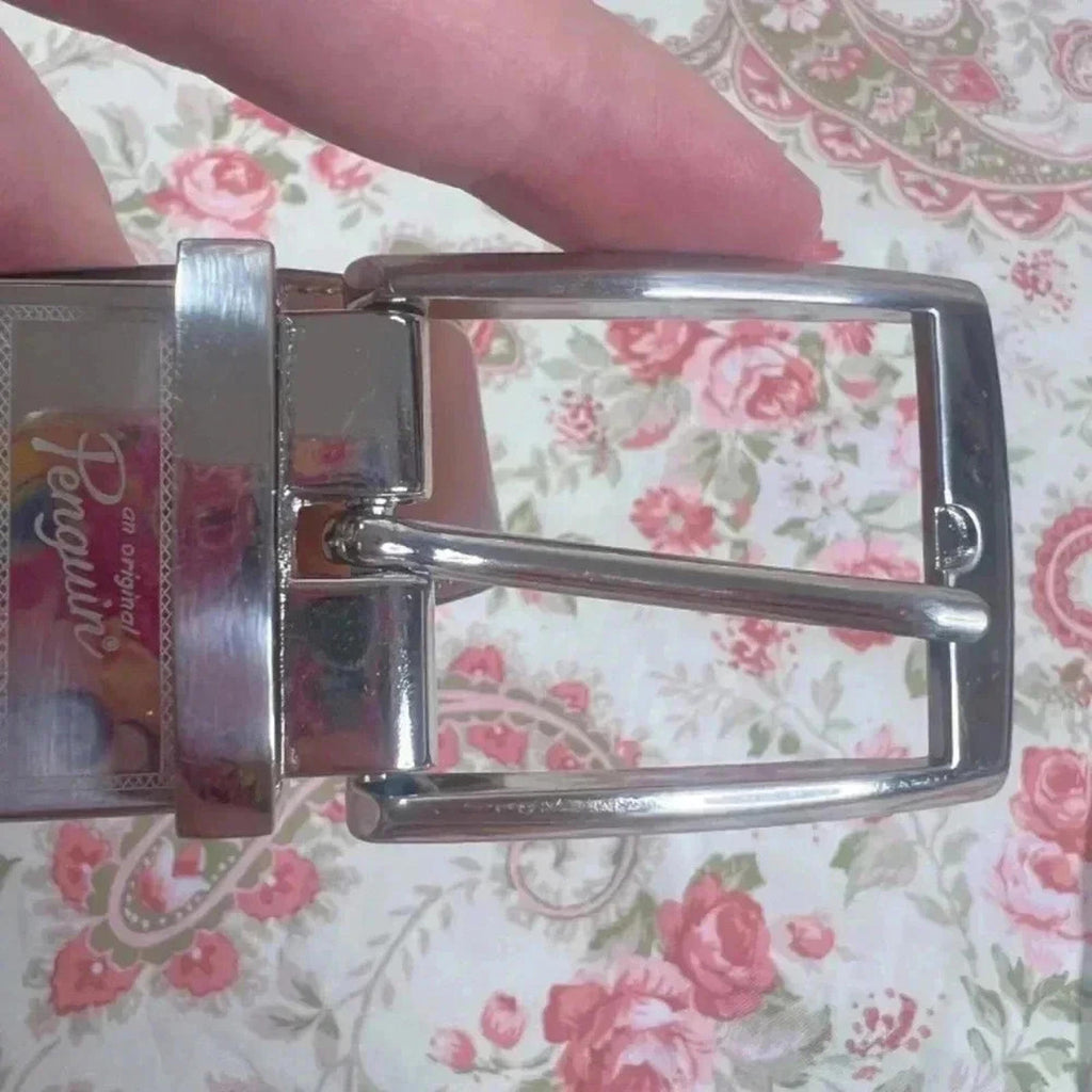 Original Penguin Cognac Leather Belt Silver Square Buckle Size 36