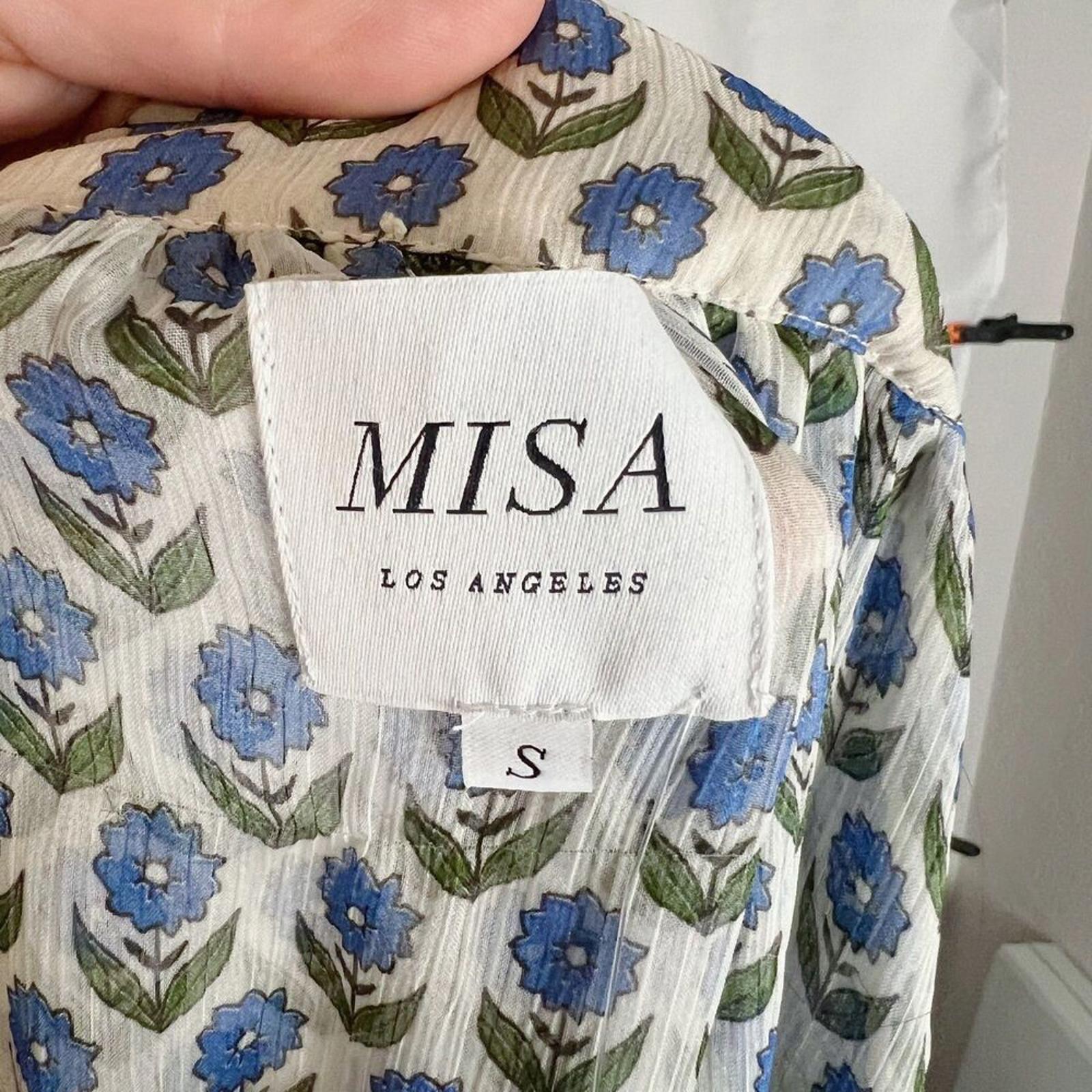 NWT Misa Los Angeles Ruffle Tiered Midi Dress Blue Floral Cottagecore Size S