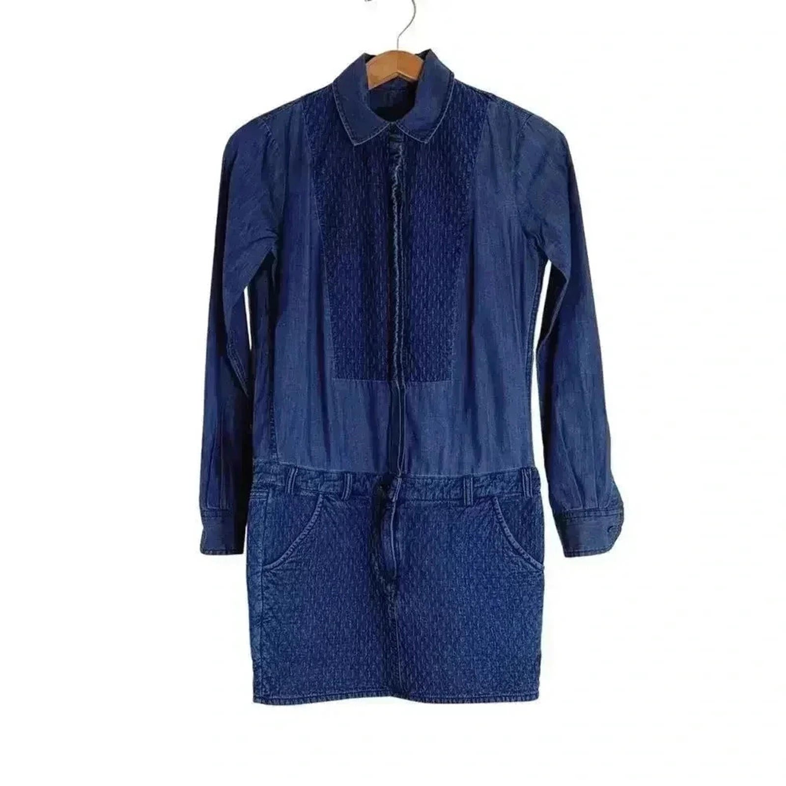 Joe's Jeans Denim Dress Long Sleeve Top Quilted Bottom Women's Size S