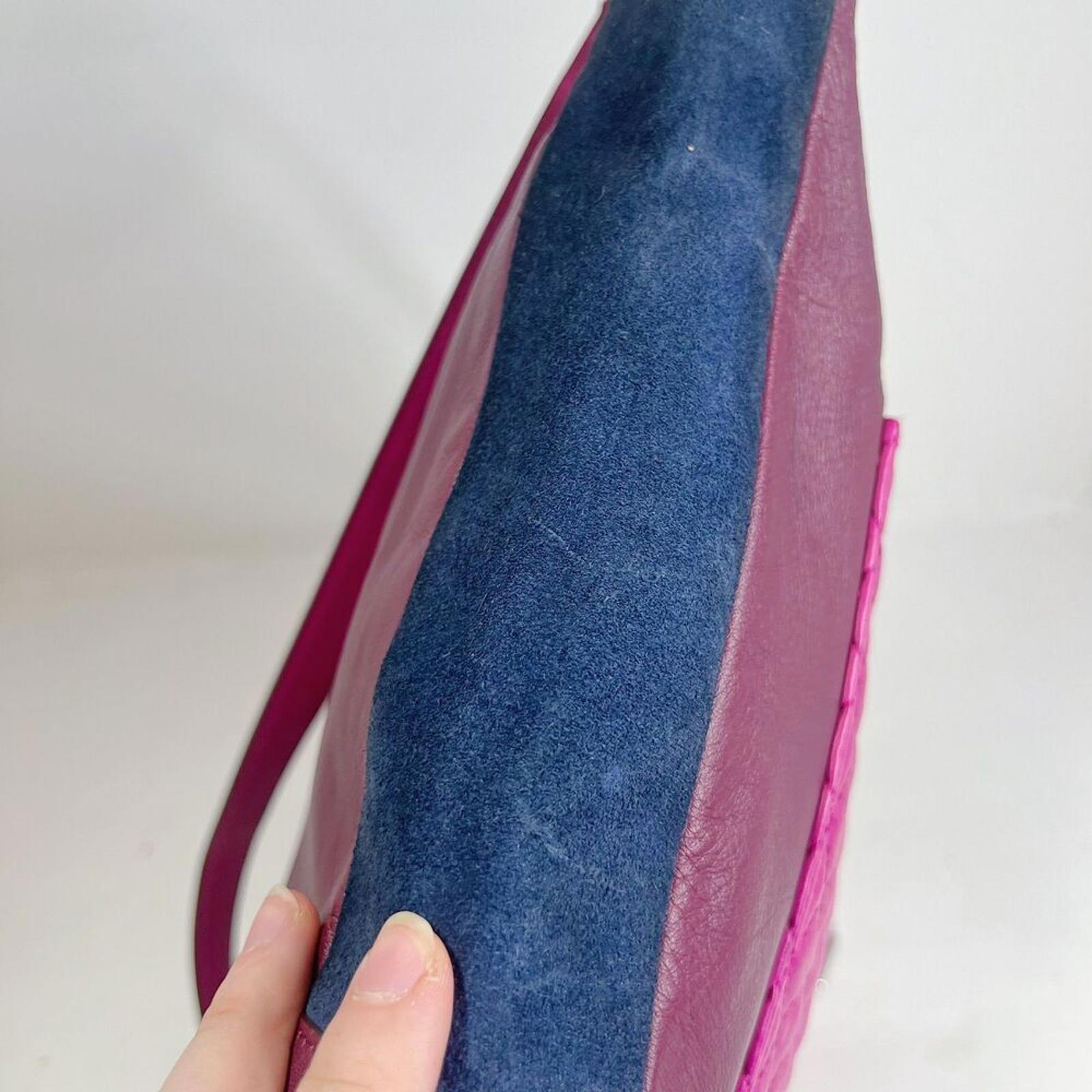 Coach Park Quilted Color Block Hobo Bag Maroon Pink Navy Blue Leather Bag