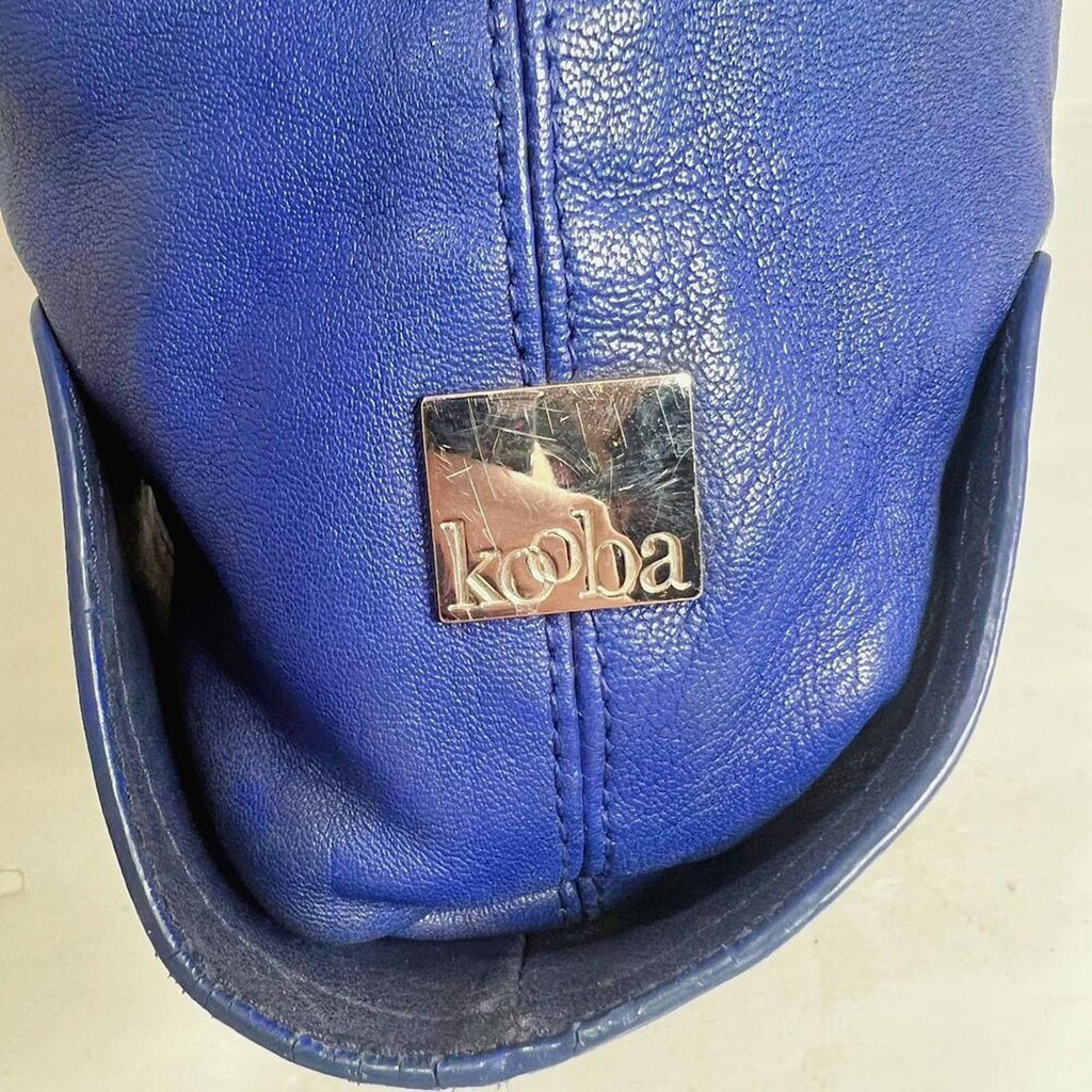 RARE y2k Vintage Kooba Royal Blue Leather Shoulder Bag Handbag Silver Accents