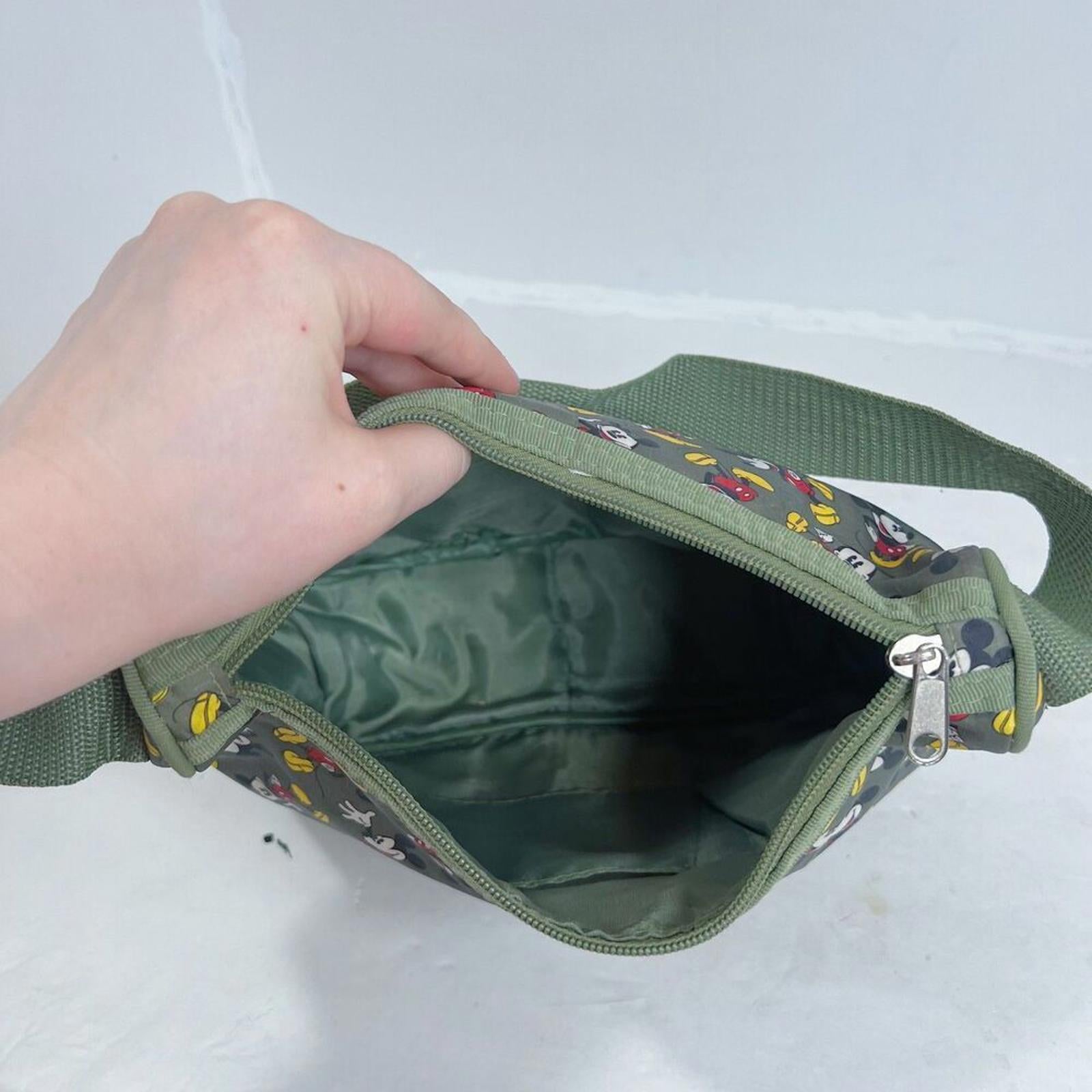 Disney Olive Green Mickey Mouse Nylon Shoulder Bag Purse