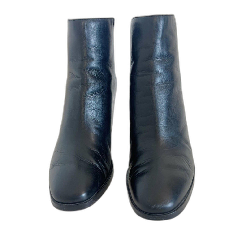 Pour la Victoire Black Leather Ankle Boots Heeled Booties Women's Size 9.5