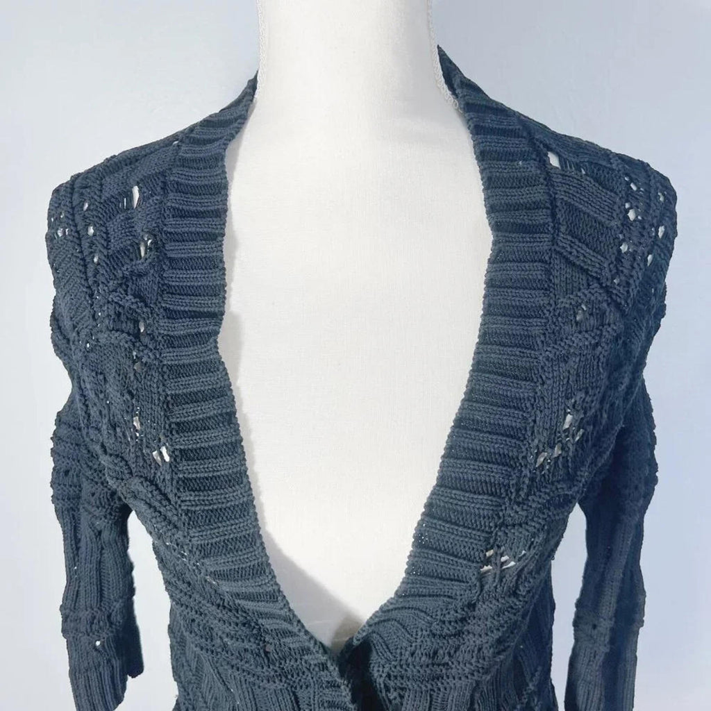 Doncaster Collection 100% Silk Black Knit Cardigan Women's Size XS