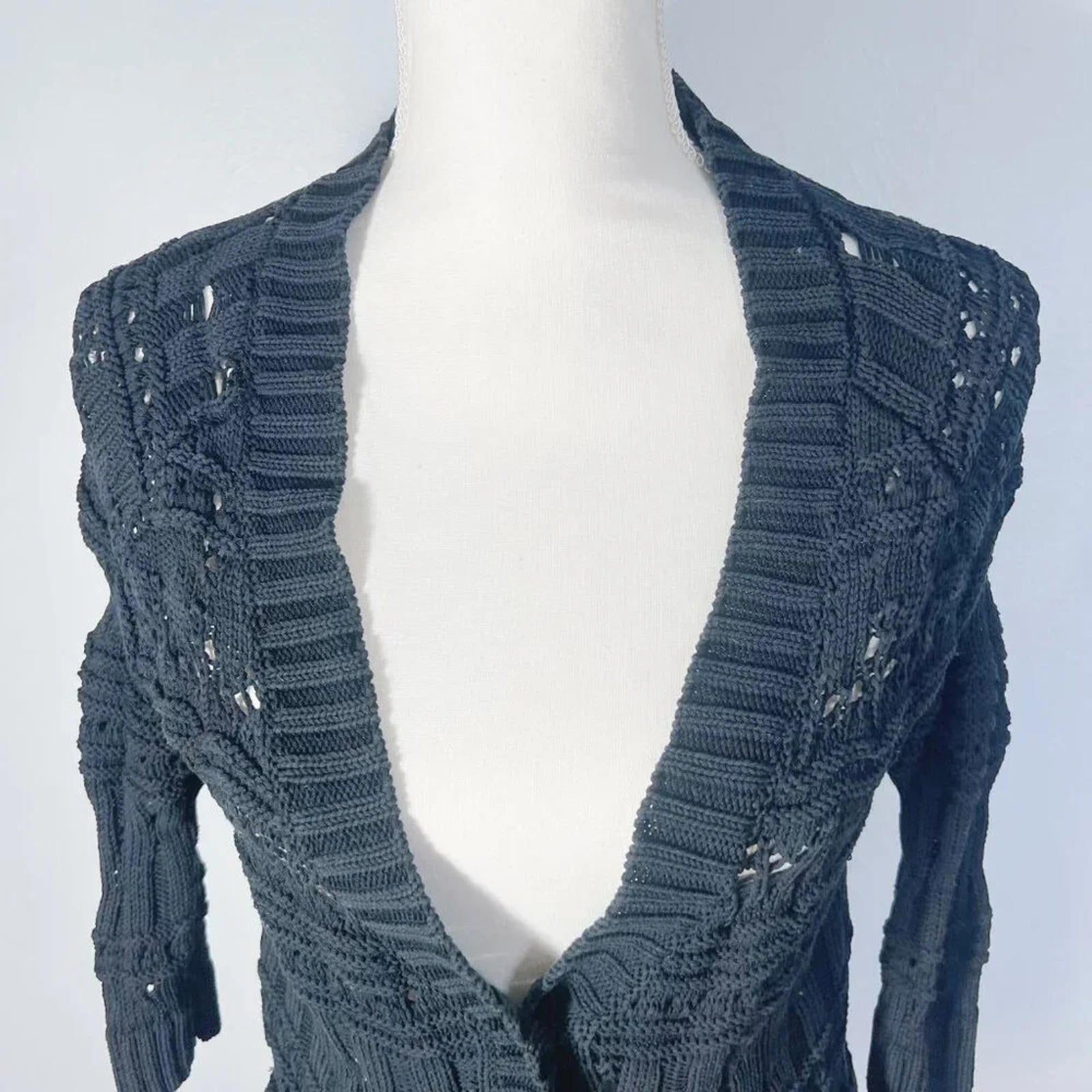 Doncaster Collection 100% Silk Black Knit Cardigan Women's Size XS