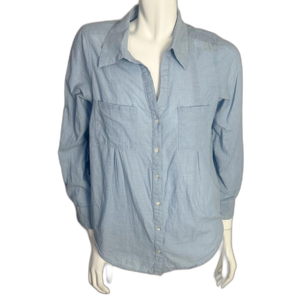 Joie Blue Chambray Button Up Blouse Women's Size M