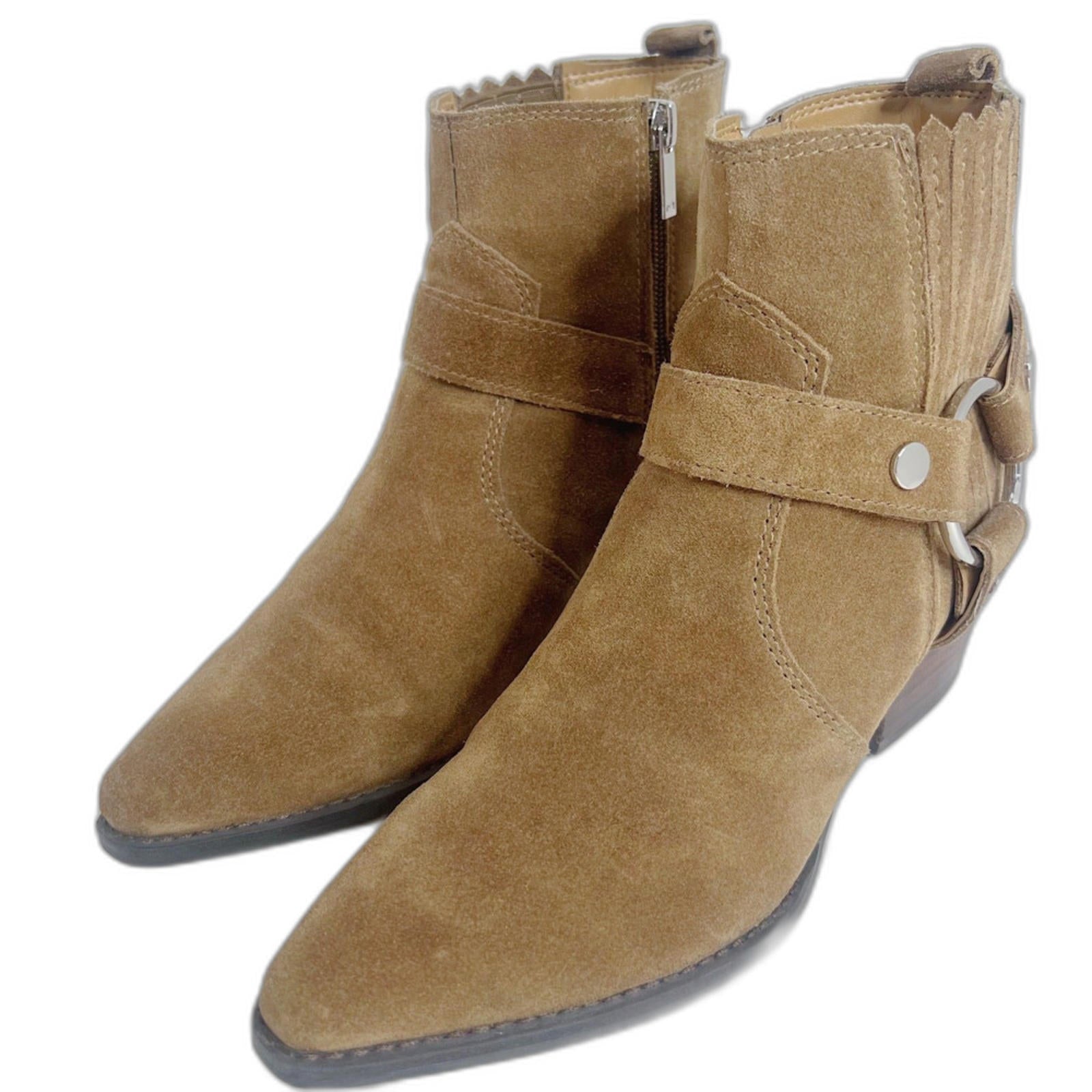 Marc Fisher Halie Tan Suede Booties Leather Ankle Boots Western Size 9