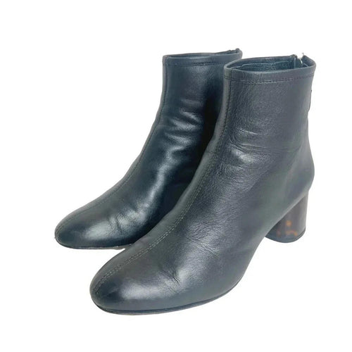 AGL Veta Precious Black Leather Ankle Boot With Tortoiseshell Heel Size 5.5