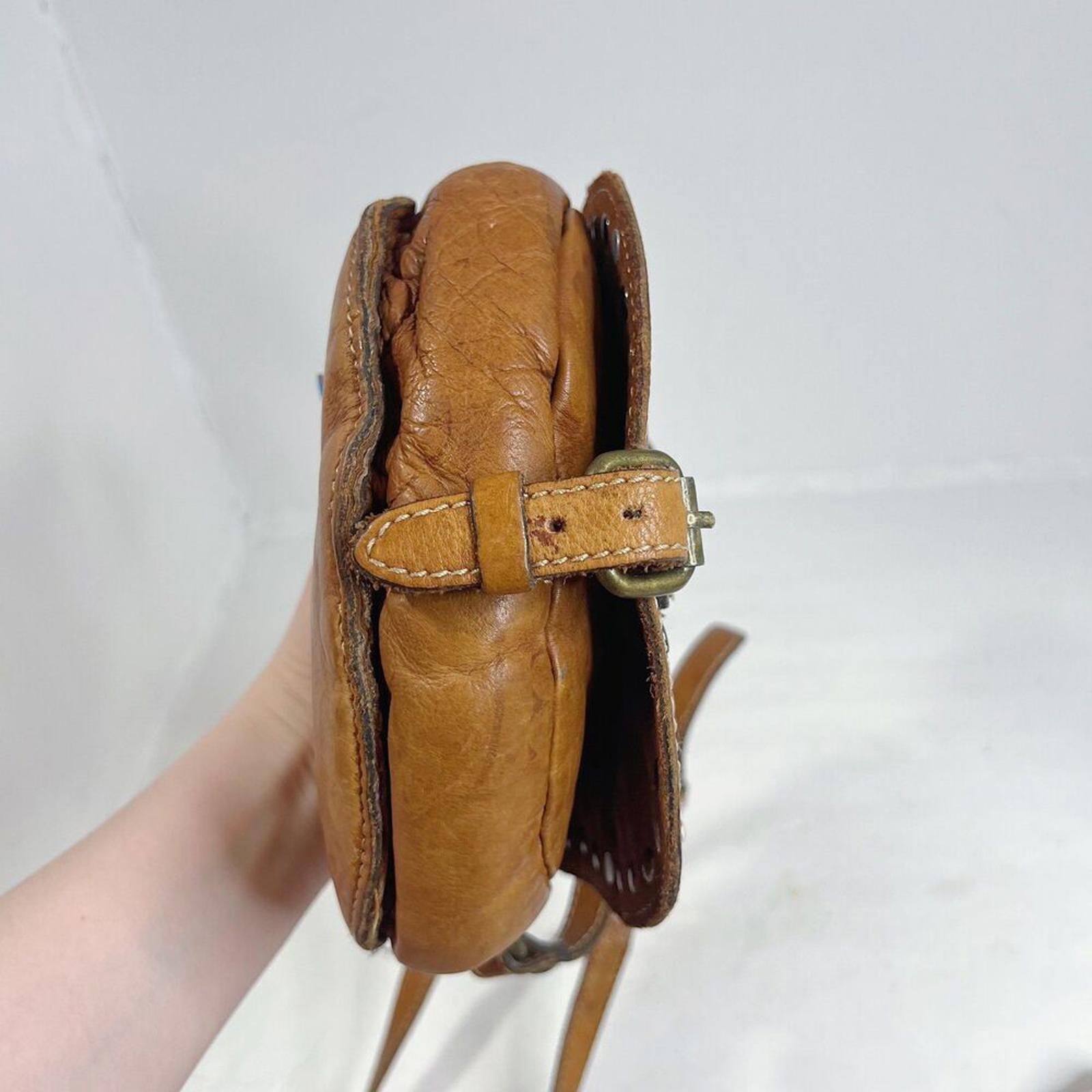Patricia Nash Brown Leather Studded Crossbody Bag Boho Western Purse