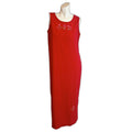 90s Vintage Teddi Red Column Maxi Dress Flower Embroidered Women's Size M
