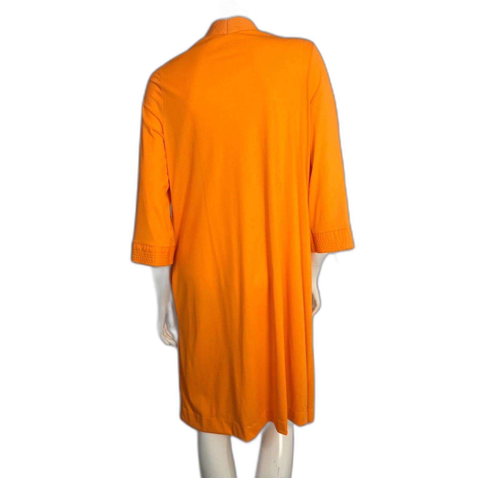 Vintage 1970s Loungewear by Gossard Orange Zip Up Nightgown Mod MCM Size L
