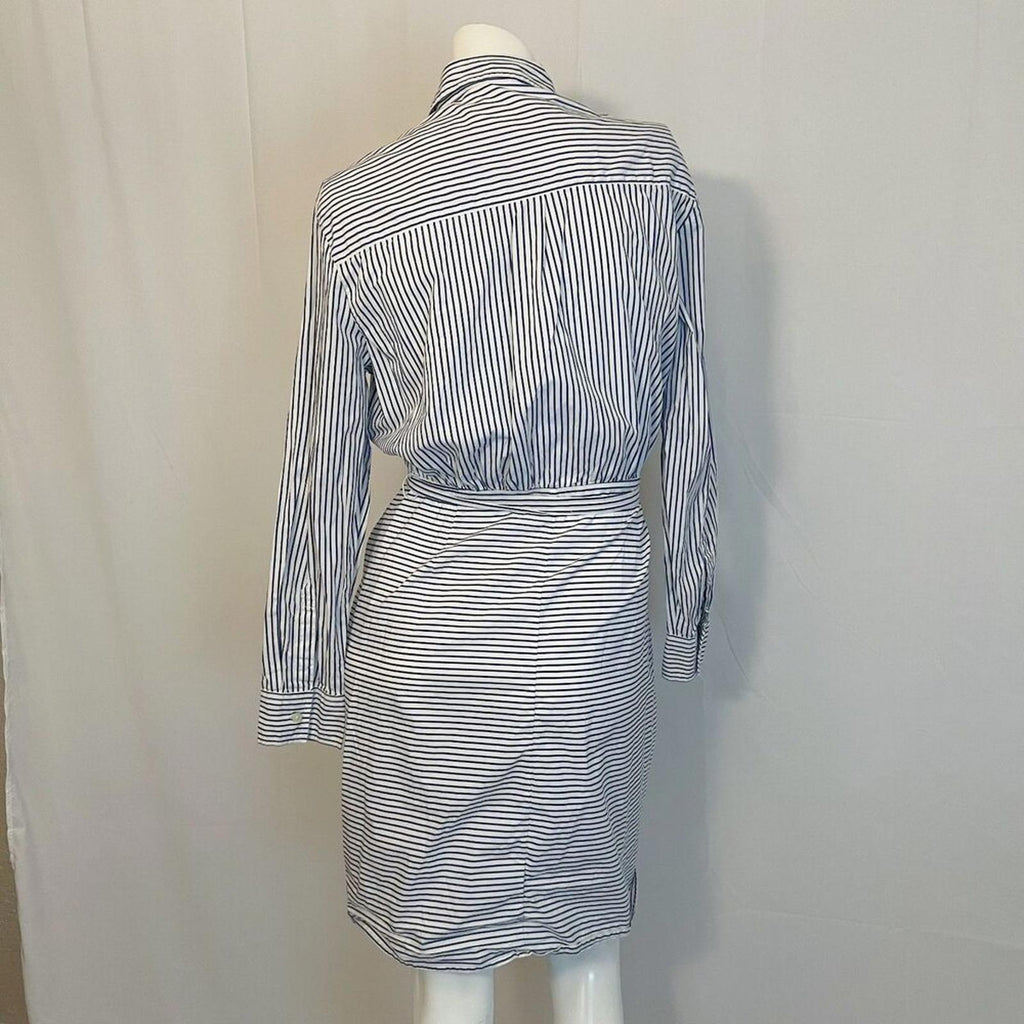 GAP Blue White Striped Shirt Dress Button Up Long Sleeve Women's Size M