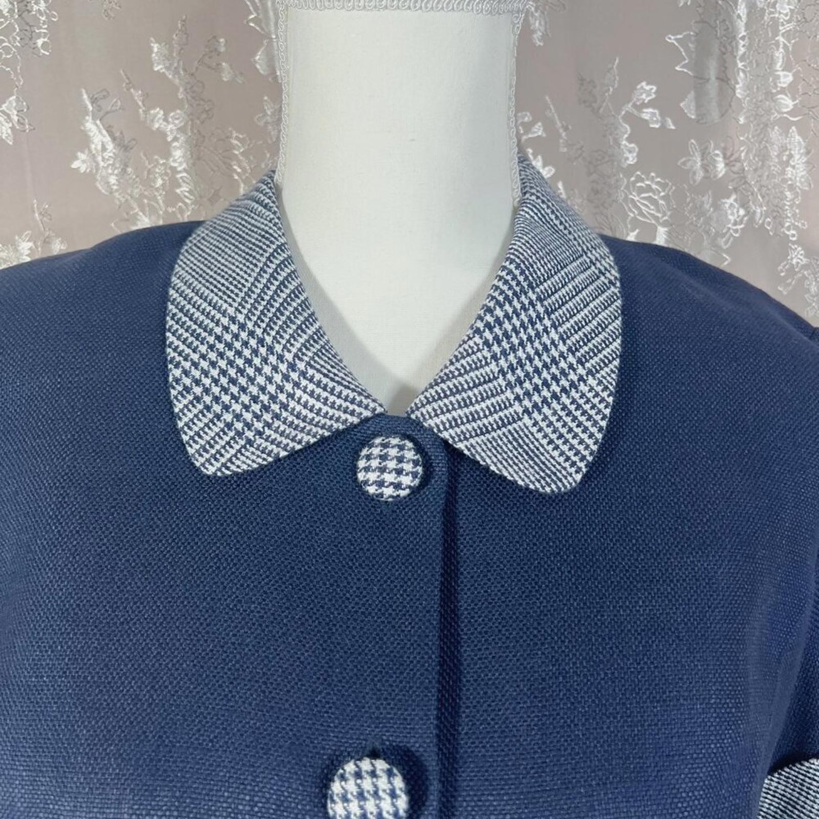 NWT Vintage Donna Ricco Navy Blue Button Up Short Sleeve Blouse Size 12P