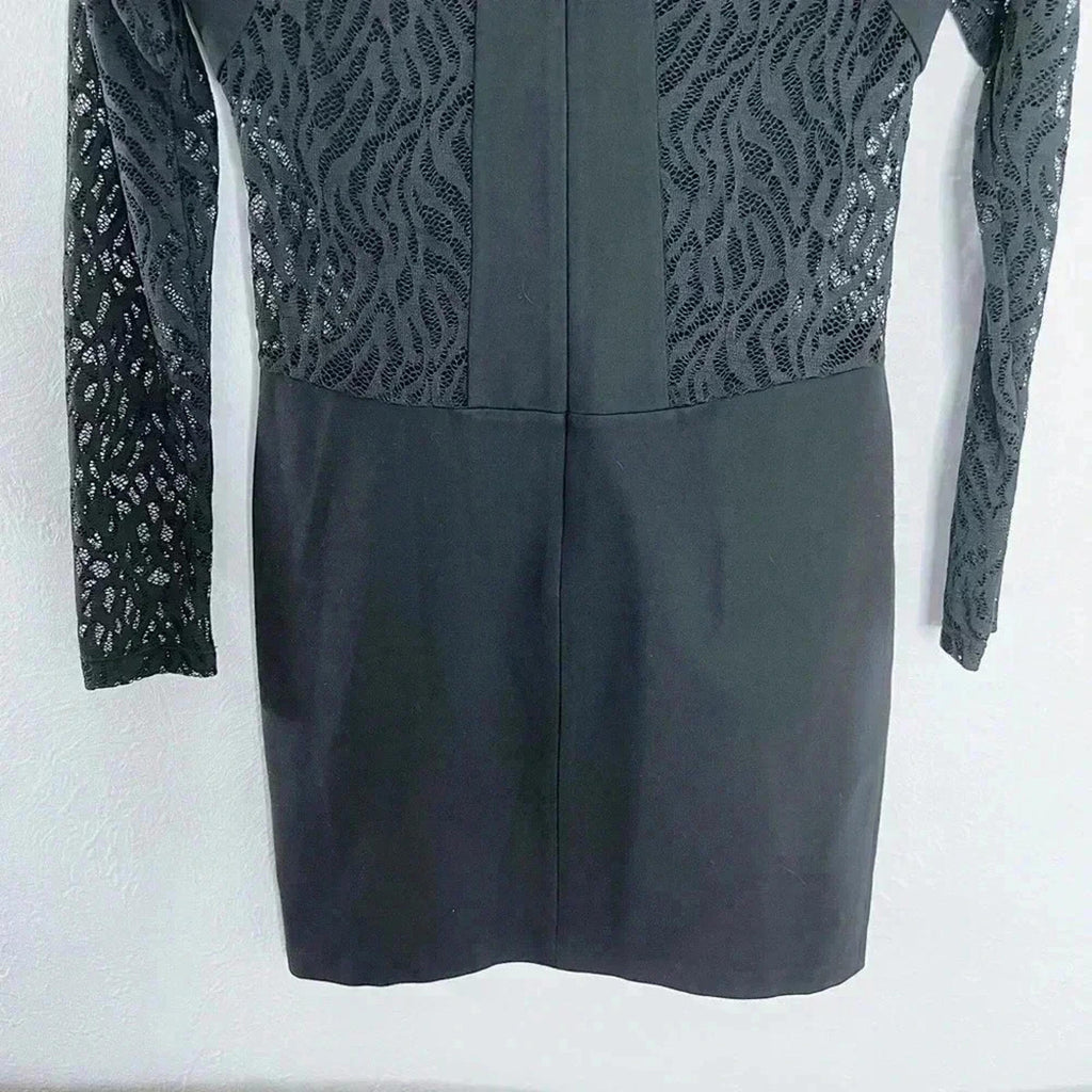 Parker Bauer Black Dress Lace Cutouts Bodycon Cocktail Dress Women's Size 6