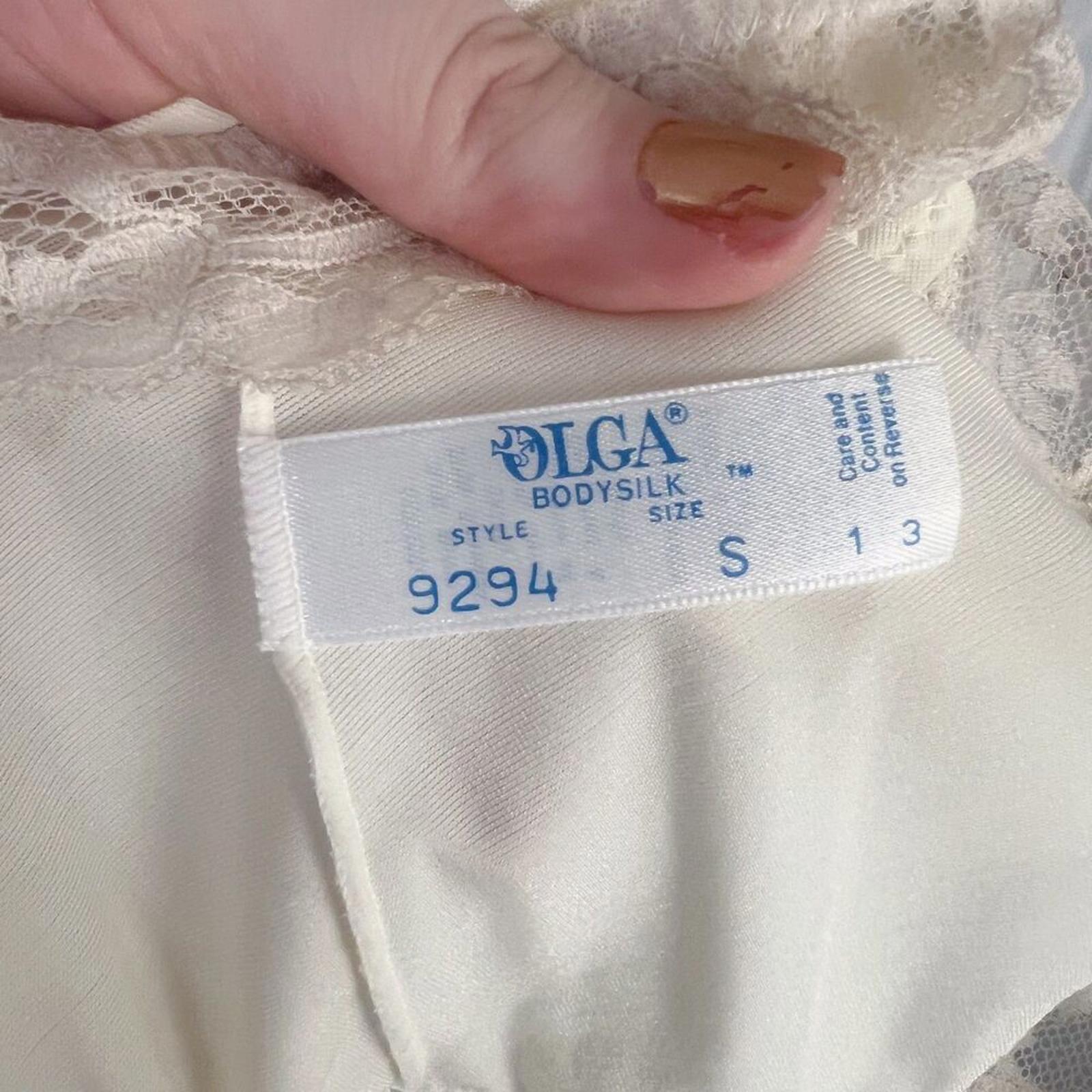 Olga Bodysilk 1970s Vintage Cream Lace Bodice Long Nightgown Neglige Slip Size S