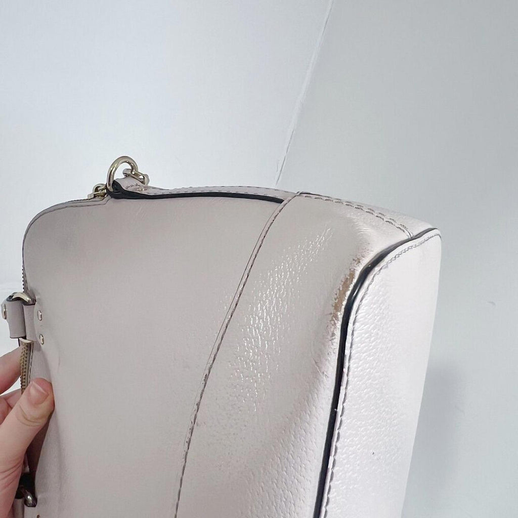 Kate Spade Rachelle Wellesly Light Taupe Cream Leather Structured Shoulder Bag