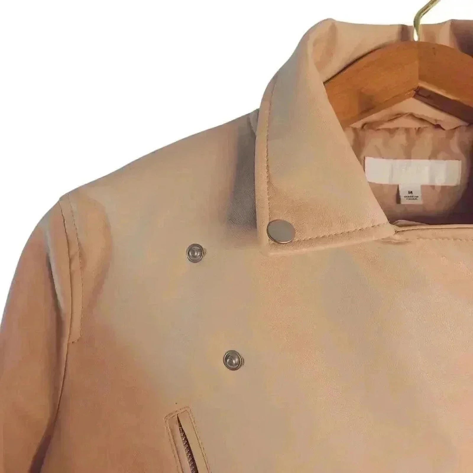 Light Pink Faux Leather Uniqlo Moto Jacket Women's Size M