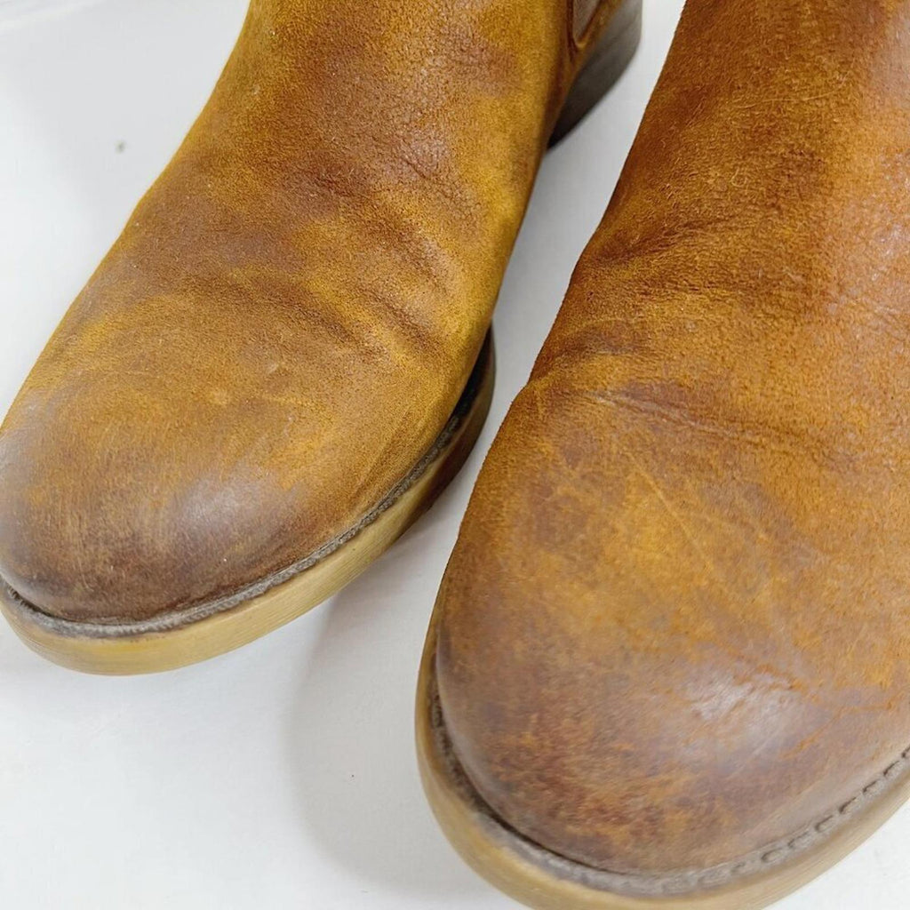 Franco Sarto Kabrina Brown Suede Distressed Leather Booties Boots Size 6.5
