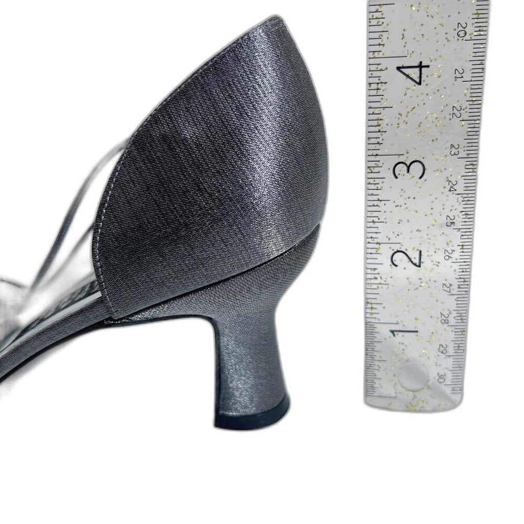 90s Vintage Stuart Weitzman Rondex Heels Silver Kitten Heel Pump Size 8.5 AA