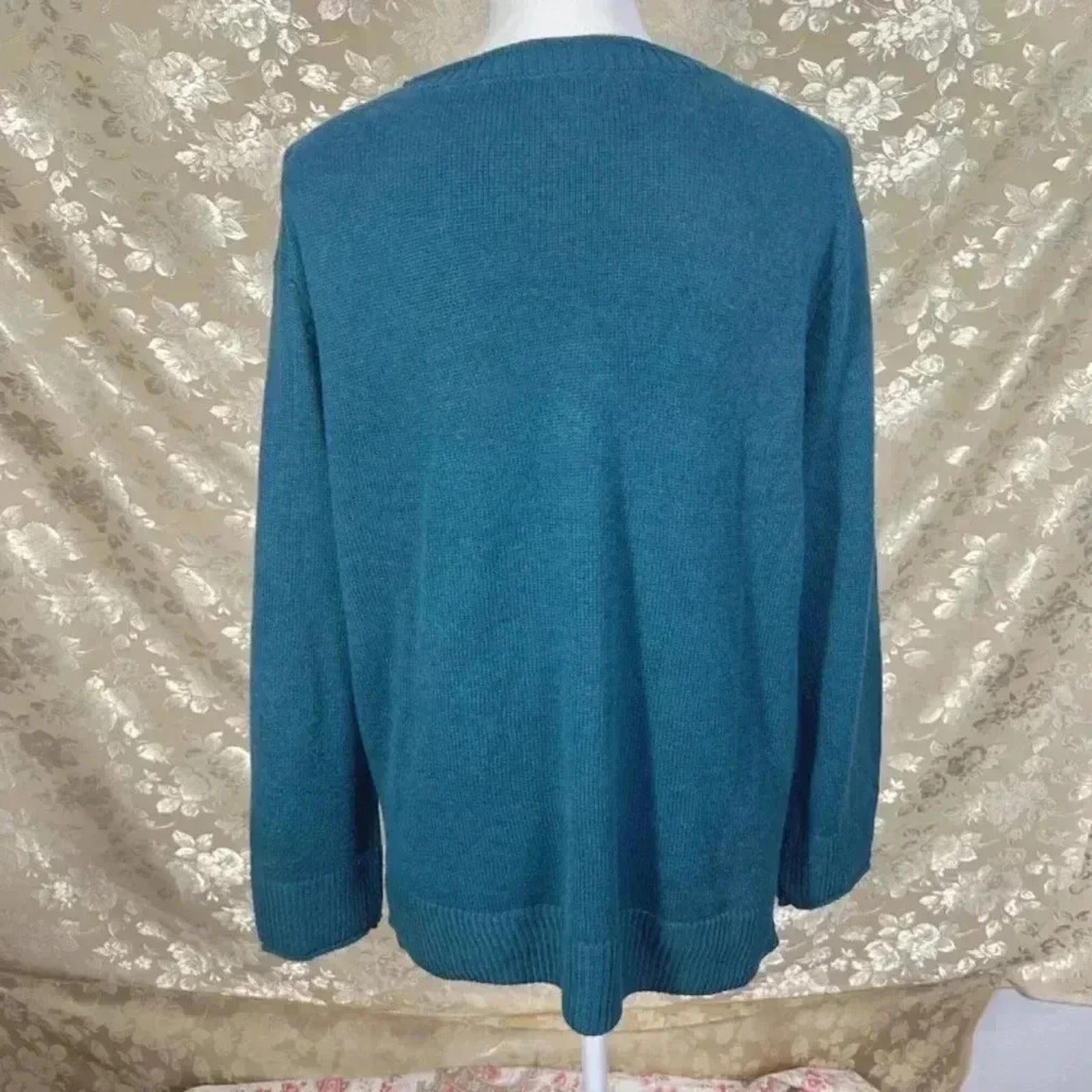 Ella Moss Teal Green Blue Crewneck Sweater Knit Women's Size M