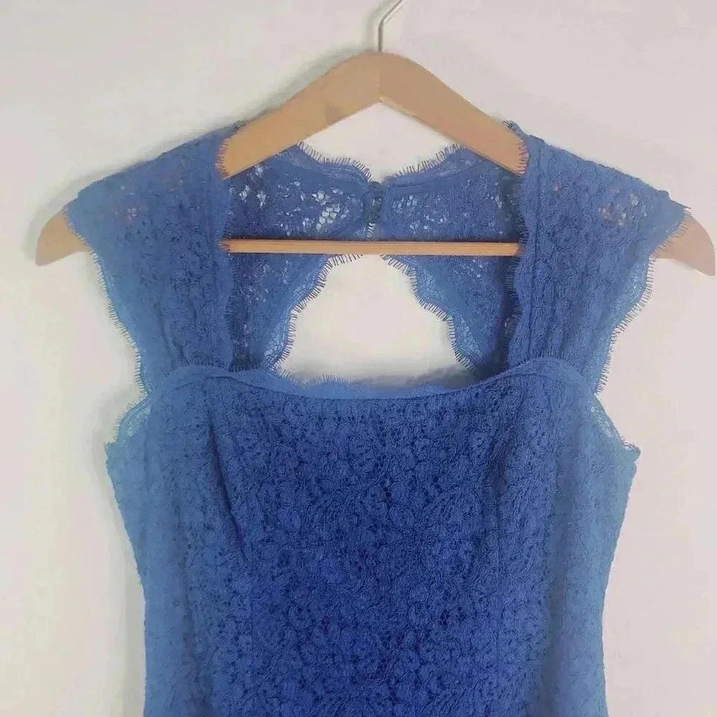 Adriana Papell Blue Lace Cocktail Mini Dress Formal Women's Size 6P