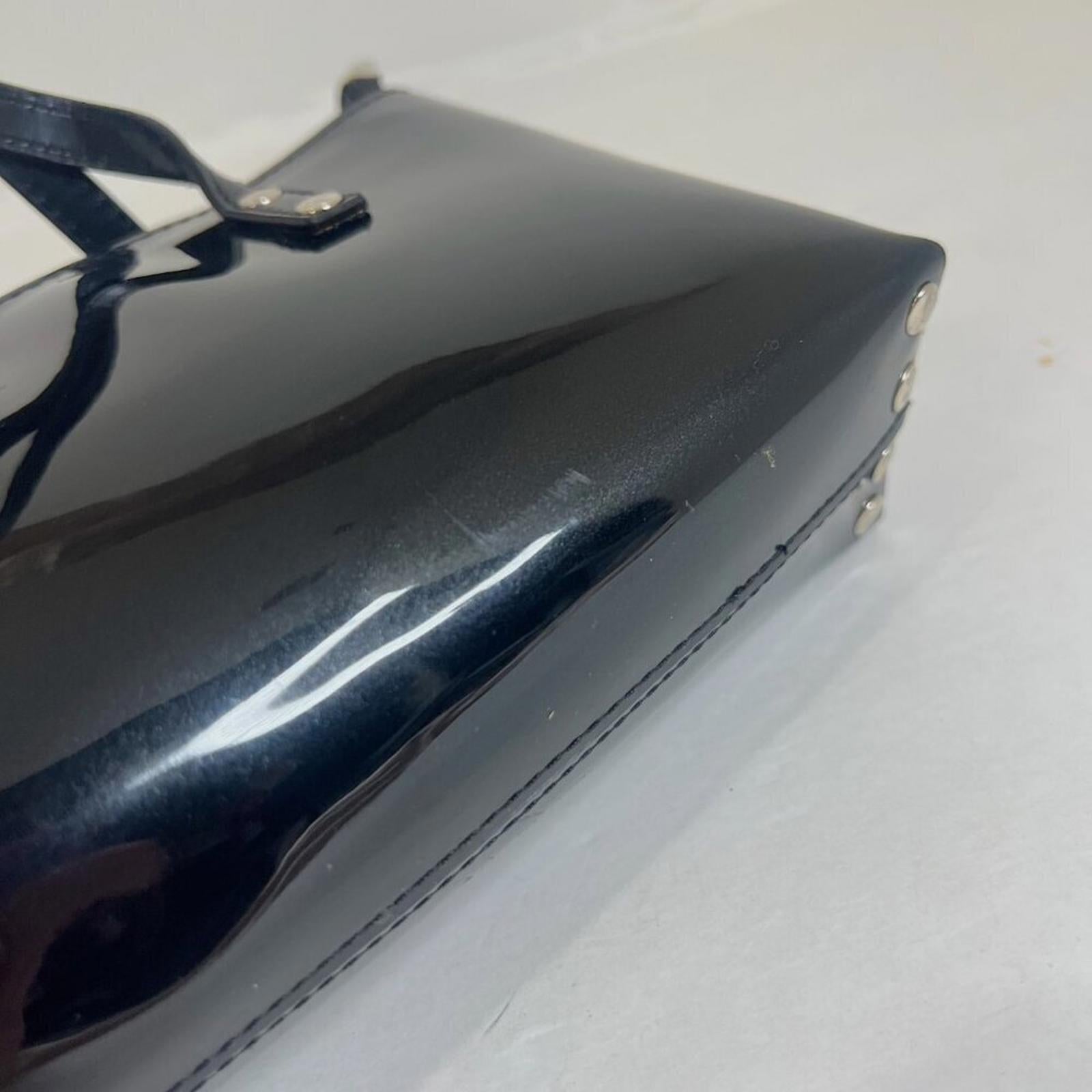 Beijo Black Patent Leather Silver Studded Purse Handbag Shoulderbag