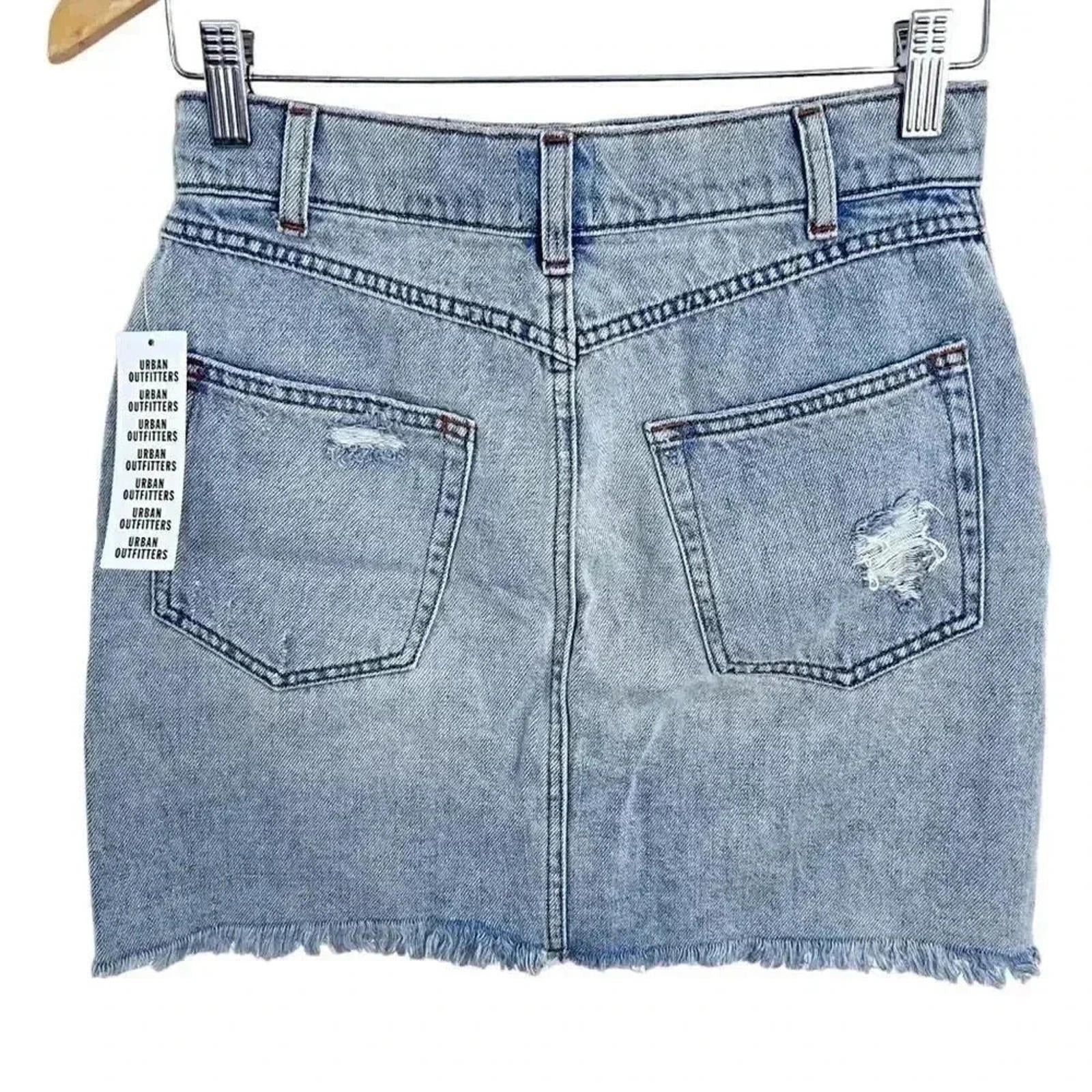 NWT BDG Distressed Denim Skirt Light Wash High Rise Women's Size S