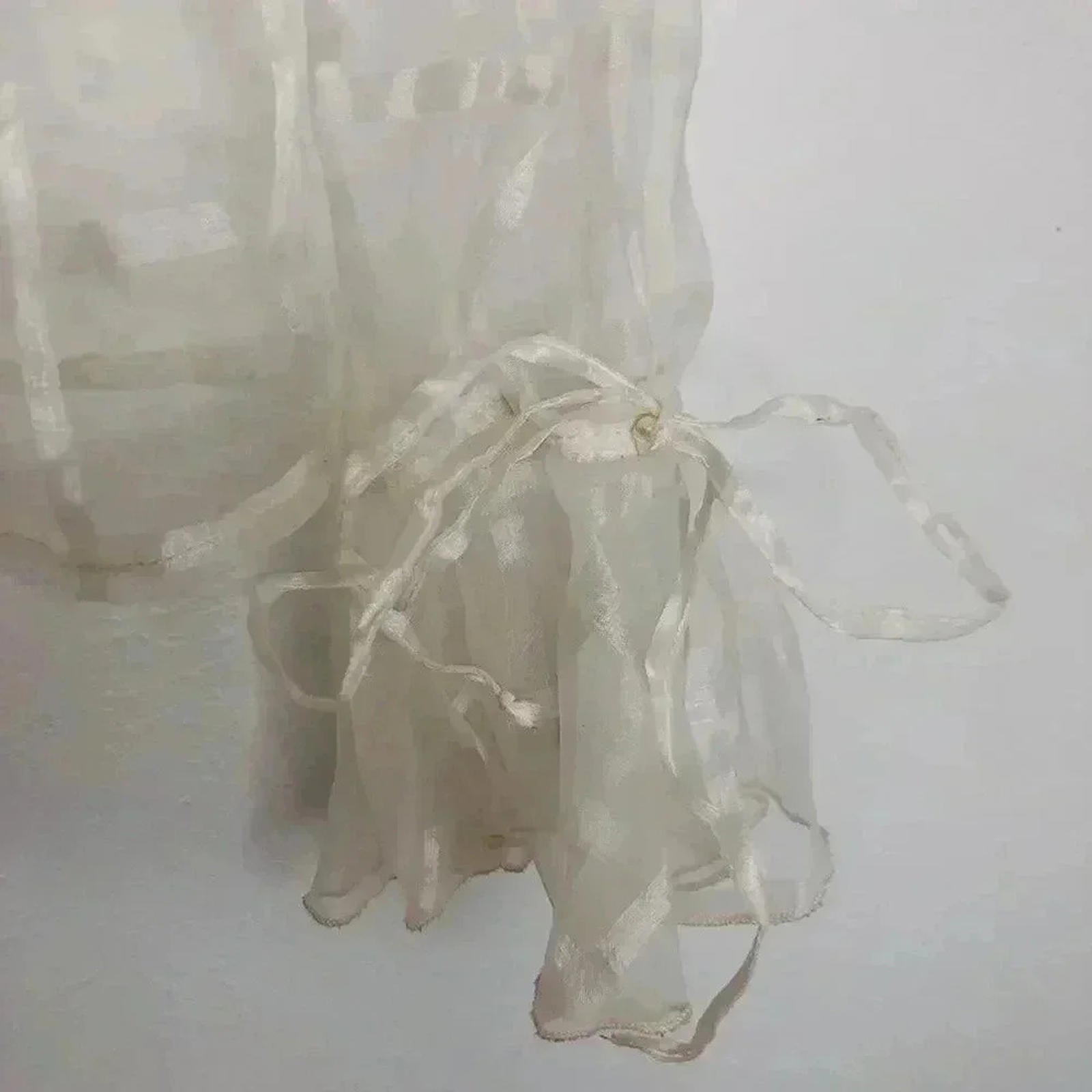 y2k Vintage JS Boutique Sheer White Blouse Chiffon Women's Size 4