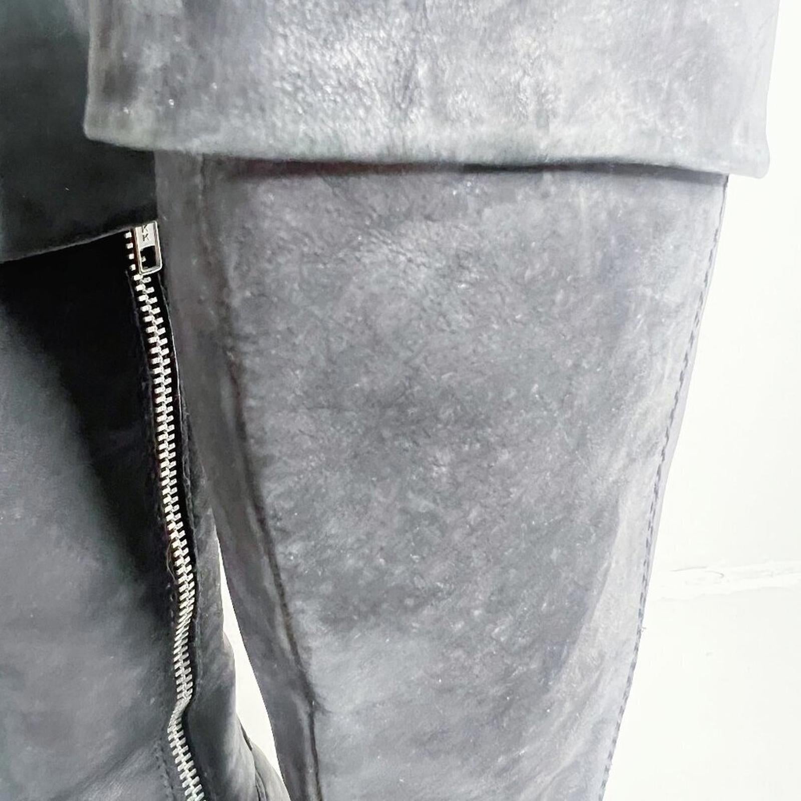 Born Grey Suede Knee High Foldover Zip Up Boots Women's Size 6.5
