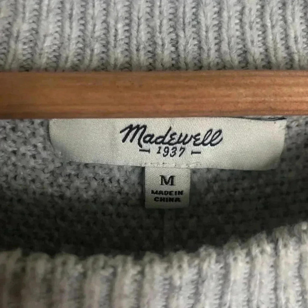 Madewell Grey Knit Sweater Exposed Seams Women's Size M