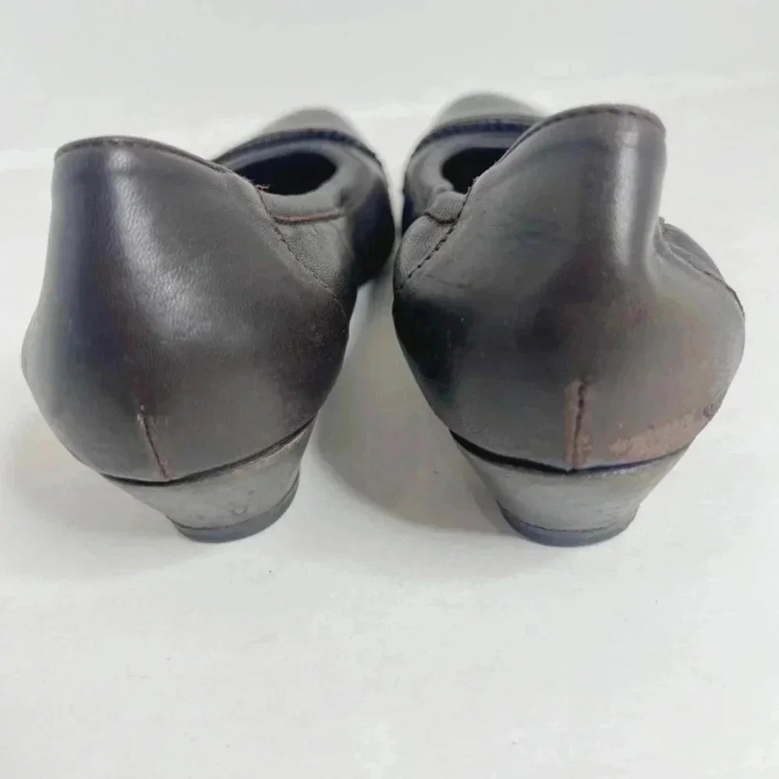 AGL Brown Leather Rounded Toe Heels Heeled Ballet Shoes Size 39.5
