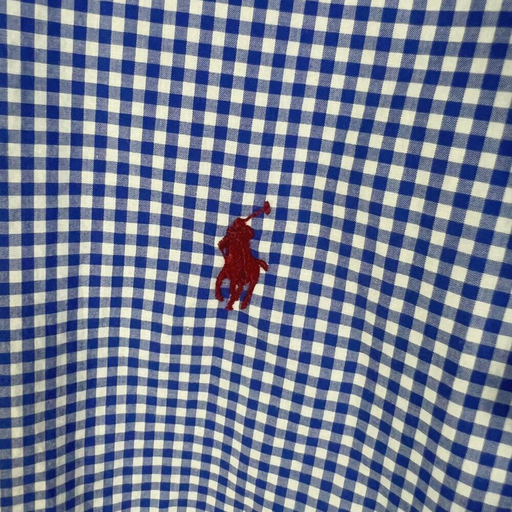 POLO Ralph Lauren Men's Blue and White Gingham Long Sleeve Button Down Size XL