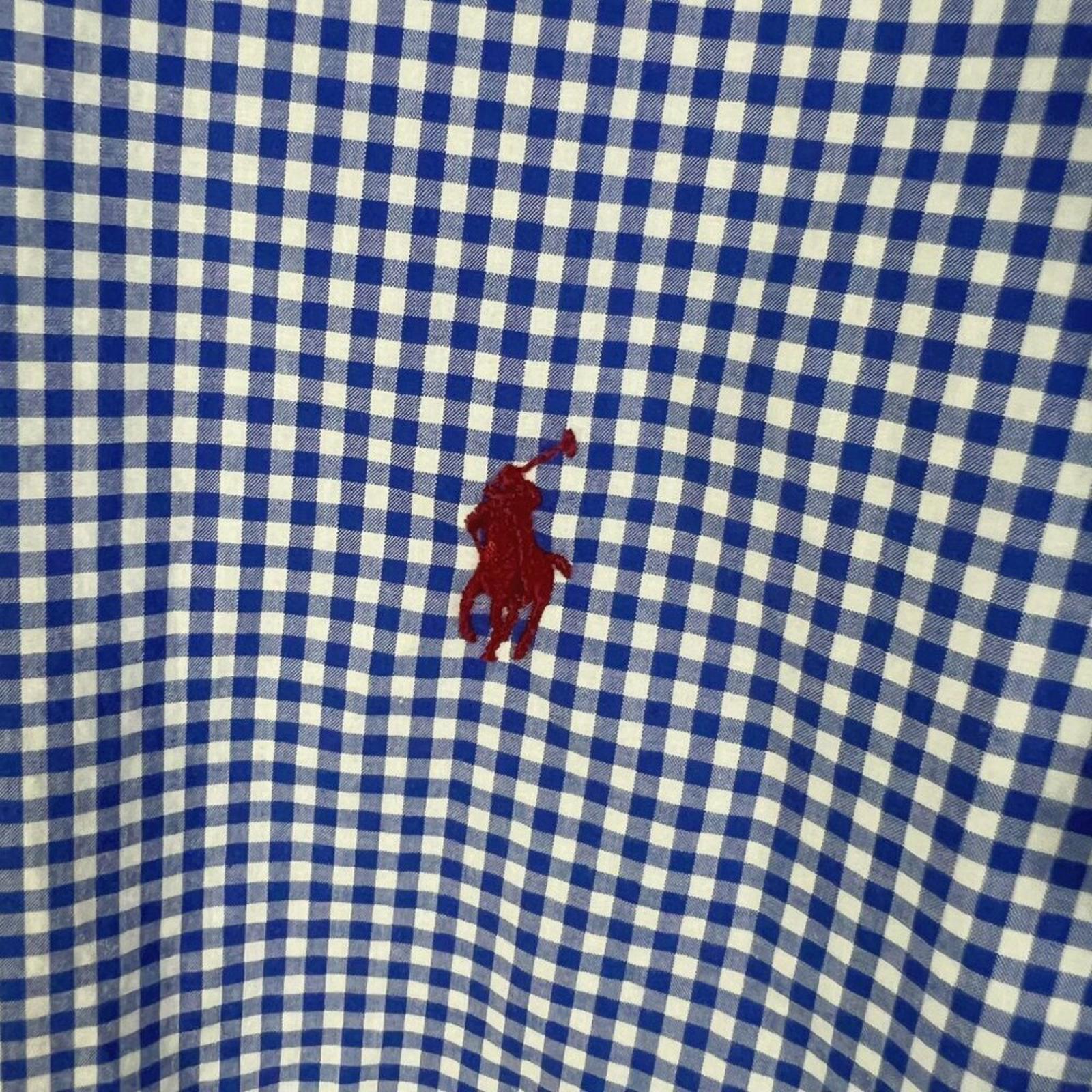 POLO Ralph Lauren Men's Blue and White Gingham Long Sleeve Button Down Size XL