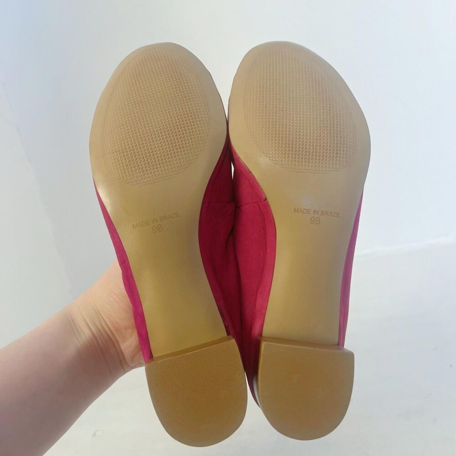 Jasper & Jeera Pink Suede Heeled Ballet Shoes Women's size 9