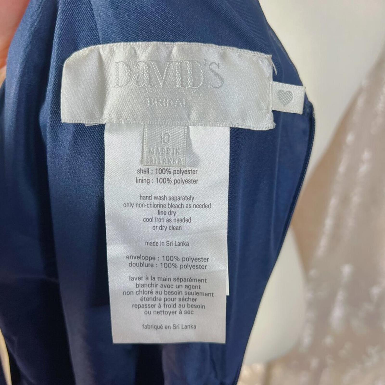 David's Bridal Long Chiffon Surplice Tank Dress in Marine Blue Women's Size 10