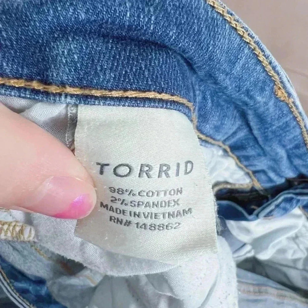 Torrid Distressed Medium Wash Skinny Jeans Distressed Denim Mid Rise Size 16
