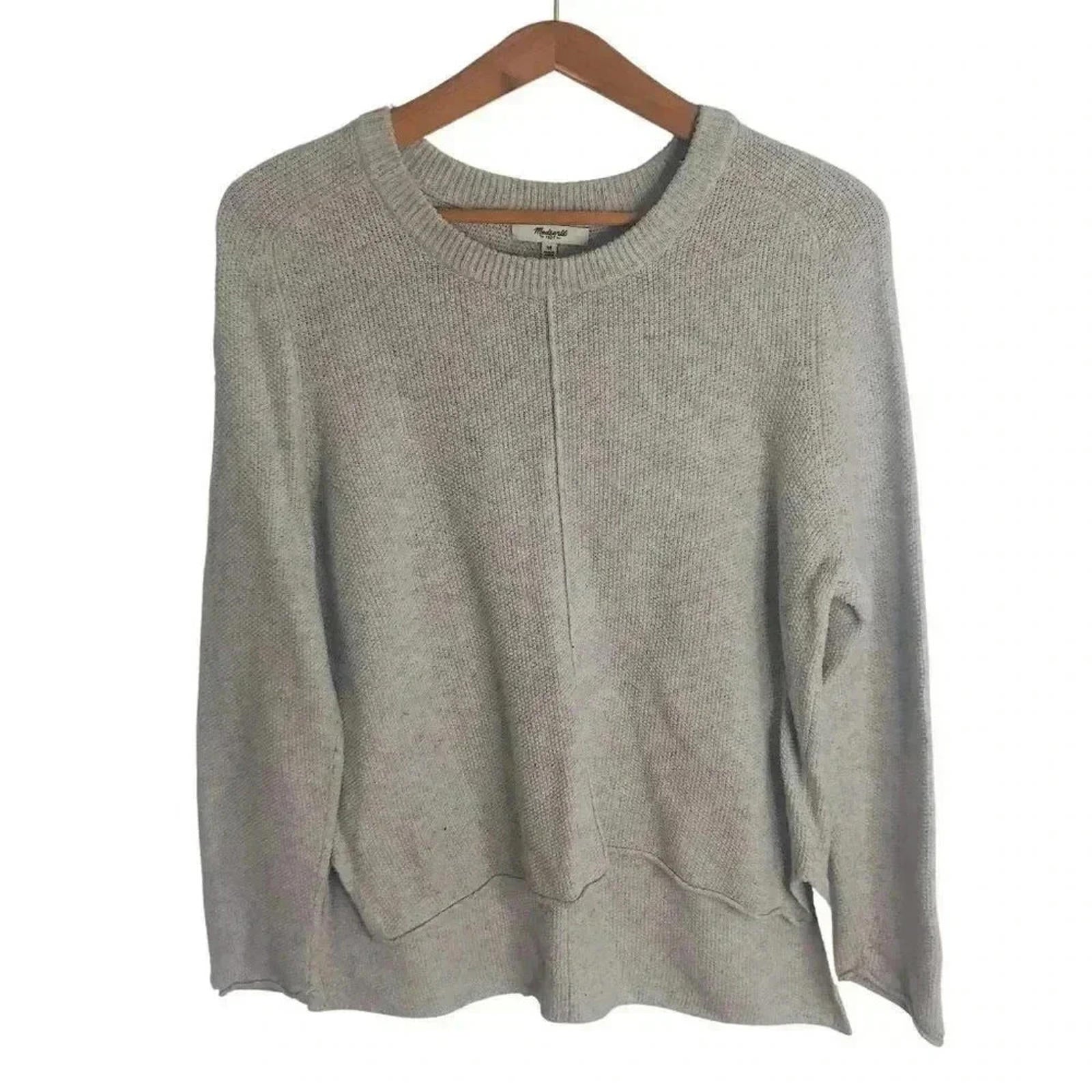 Madewell Grey Knit Sweater Exposed Seams Women's Size M